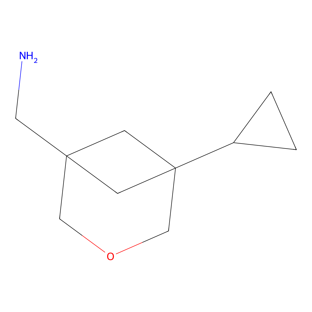 1-{5-Cyclopropyl-3-oxabicyclo[3.1.1]heptan-1-yl}methanamine molecular structure, CAS 3028163-84-7