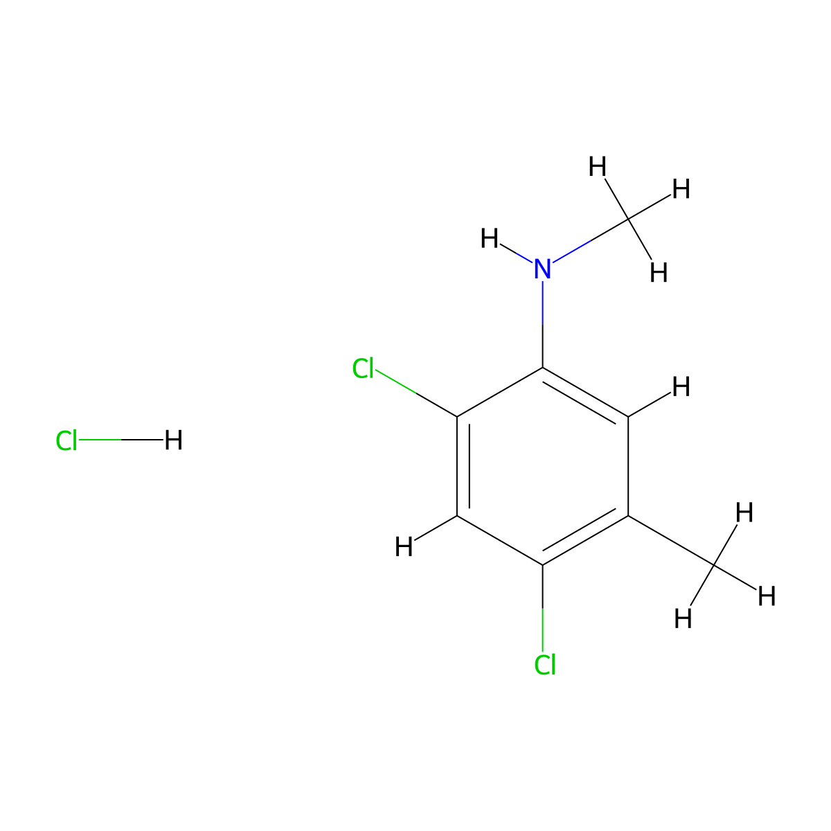 2,4-dichloro-N,5-dimethylaniline hydrochloride molecular structure, CAS 3028163-89-2