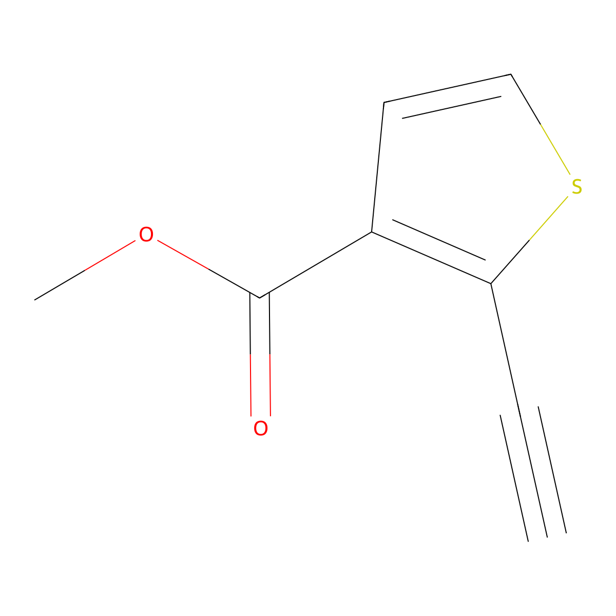 Methyl 2-ethynylthiophene-3-carboxylate molecular structure, CAS 3028163-97-2