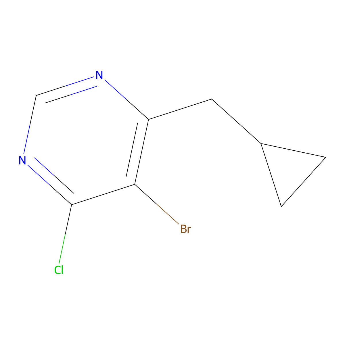 5-Bromo-4-chloro-6-(cyclopropylmethyl)pyrimidine molecular structure, CAS 3028164-01-1