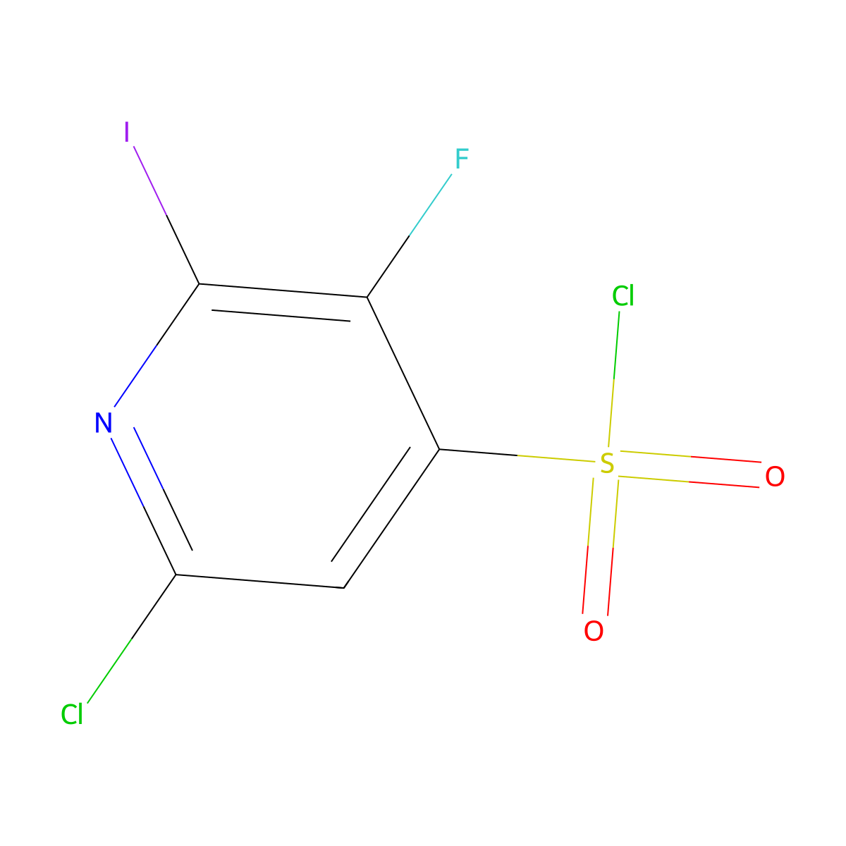 6-Chloro-3-fluoro-2-iodopyridine-4-sulfonyl chloride molecular structure, CAS 3028164-06-6
