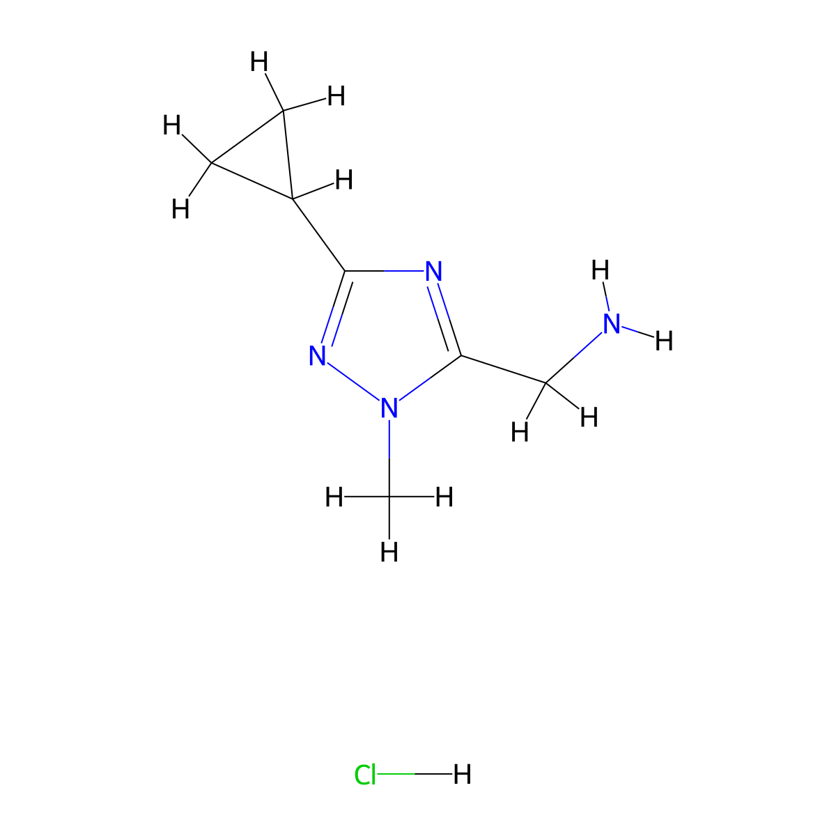 1-(3-cyclopropyl-1-methyl-1H-1,2,4-triazol-5-yl)methanamine hydrochloride molecular structure, CAS 3028164-07-7