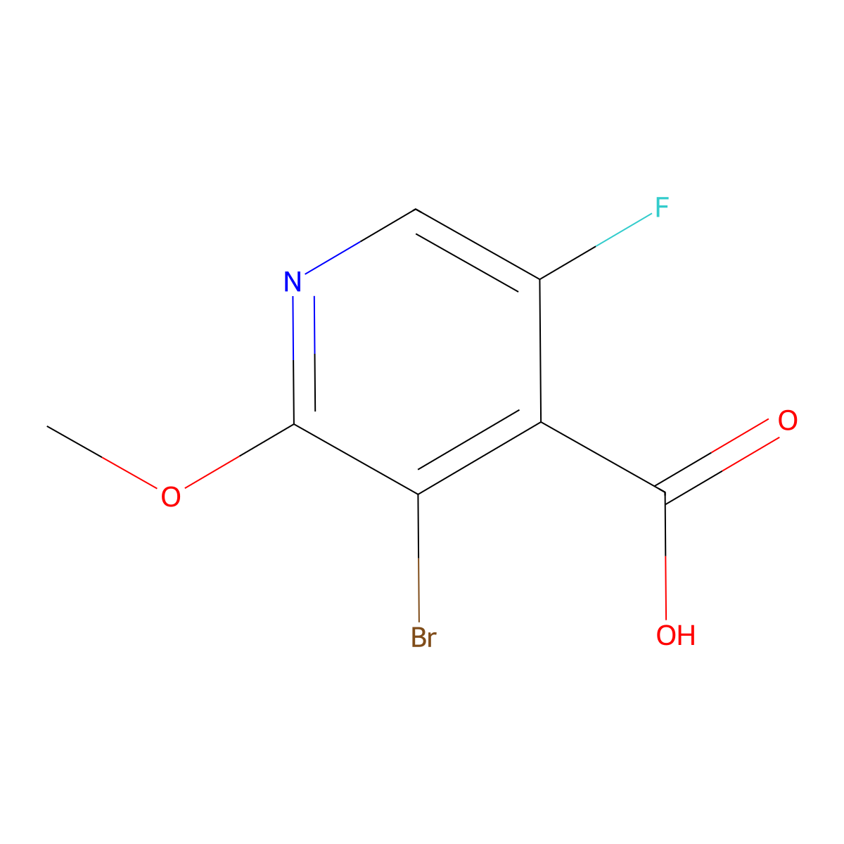 3-Bromo-5-fluoro-2-methoxypyridine-4-carboxylic acid molecular structure, CAS 3028164-10-2