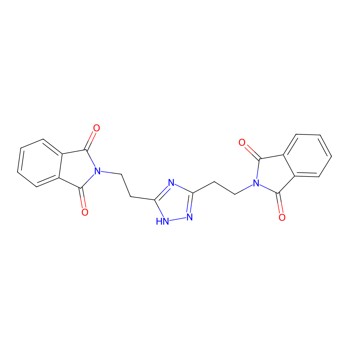 2-[2-[3-[2-(1,3-dioxoisoindol-2-yl)ethyl]-1H-1,2,4-triazol-5-yl]ethyl]isoindole-1,3-dione molecular structure, CAS 302818-19-5