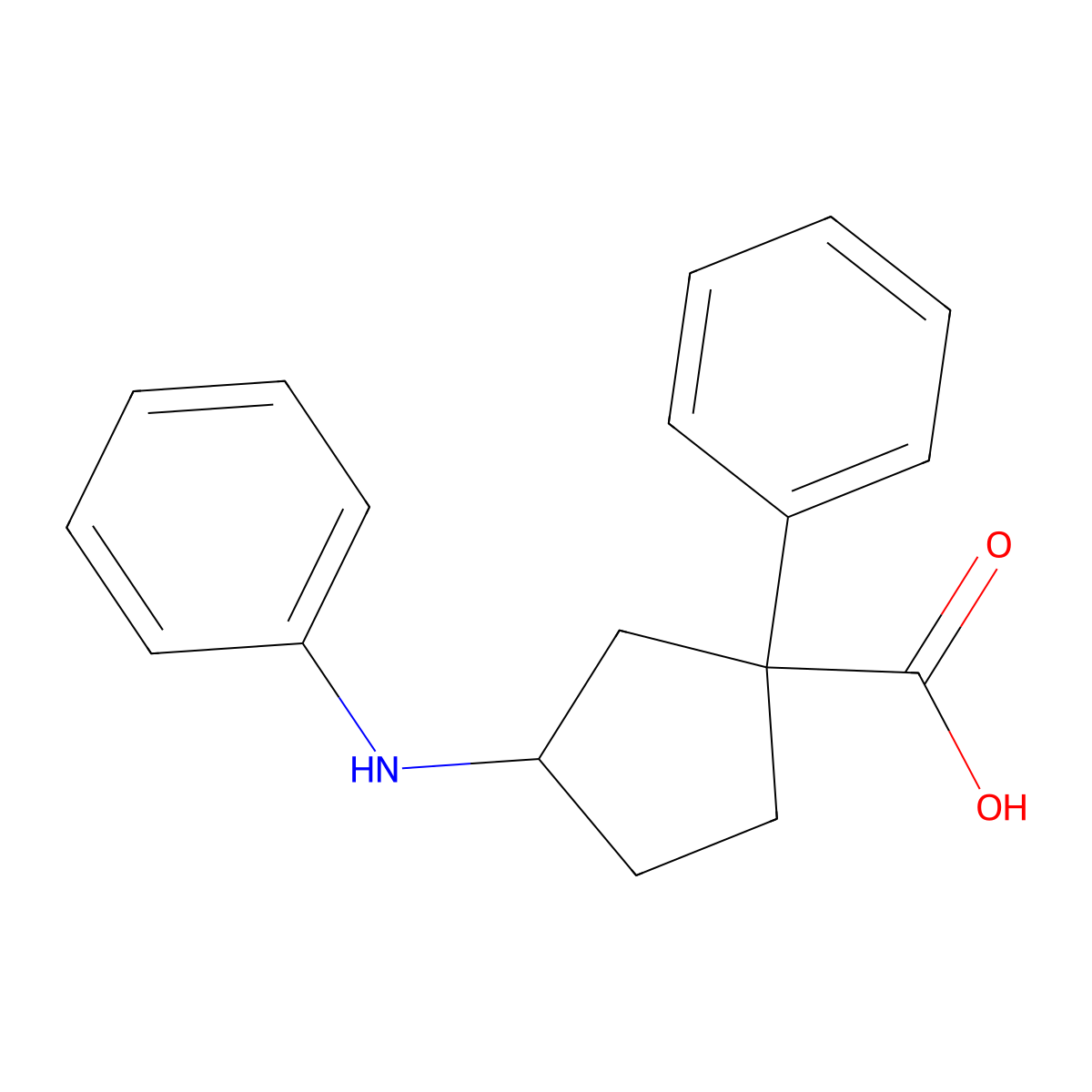 1-Phenyl-3-phenylamino-cyclopentanecarboxylic acid molecular structure, CAS 302818-42-4