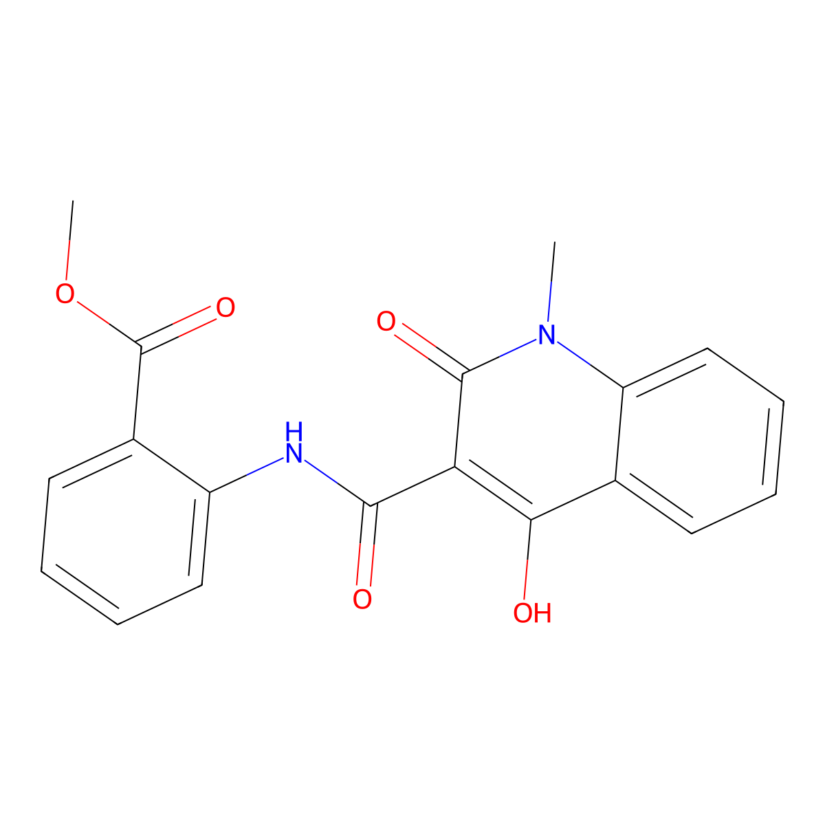Methyl 2-(4-hydroxy-1-methyl-2-oxo-1,2-dihydroquinoline-3-carboxamido)benzoate molecular structure, CAS 302818-78-6