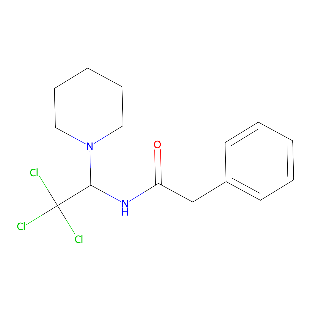 2-phenyl-N-[2,2,2-trichloro-1-(1-piperidinyl)ethyl]acetamide molecular structure, CAS 302819-90-5