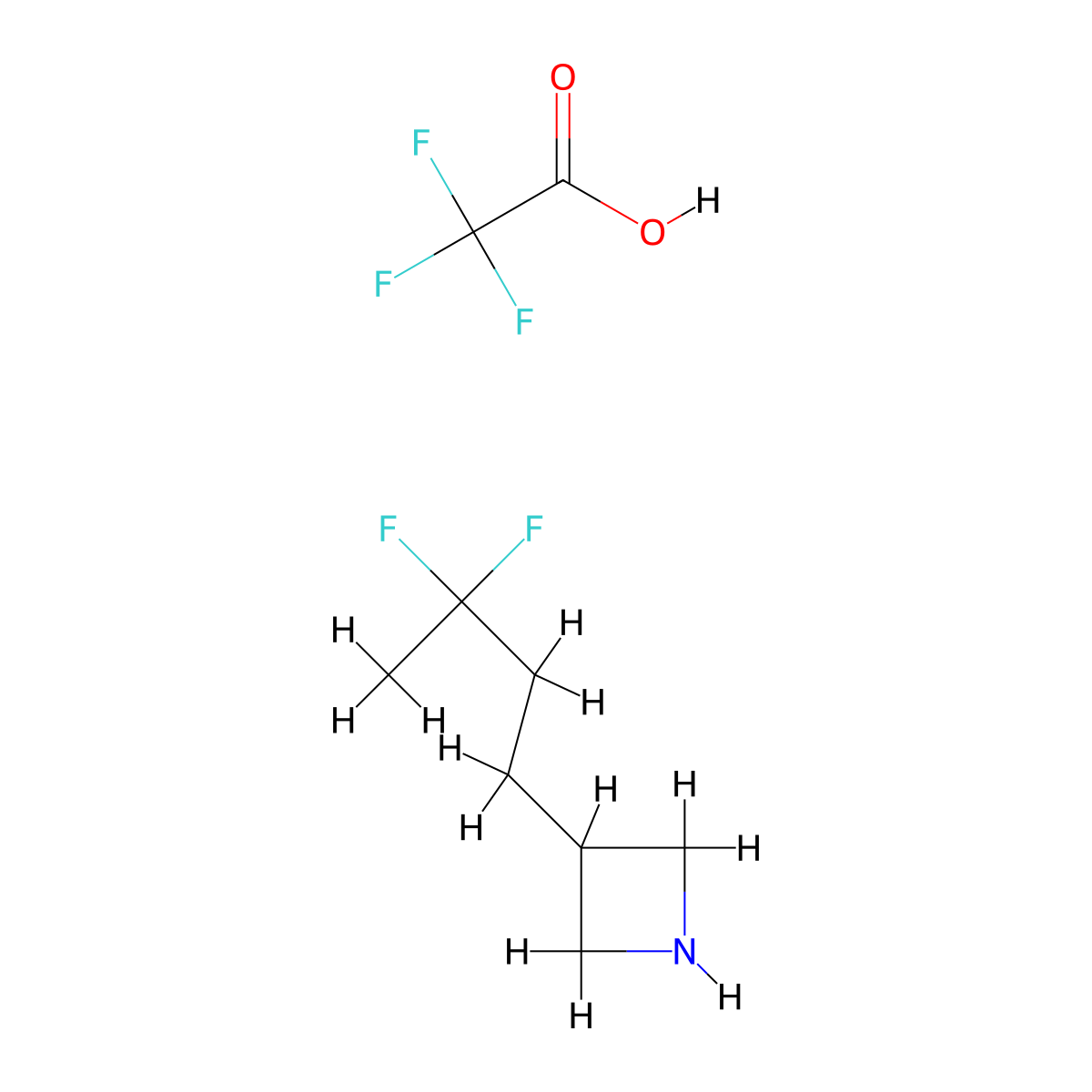 3-(3,3-Difluorobutyl)azetidine, trifluoroacetic acid molecular structure, CAS 3028192-58-4