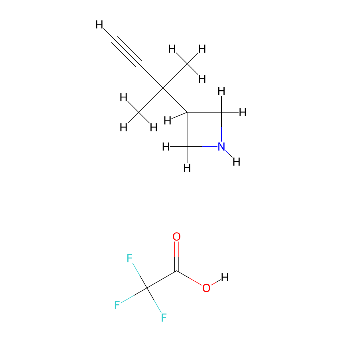 3-(2-Methylbut-3-yn-2-yl)azetidine, trifluoroacetic acid molecular structure, CAS 3028192-65-3
