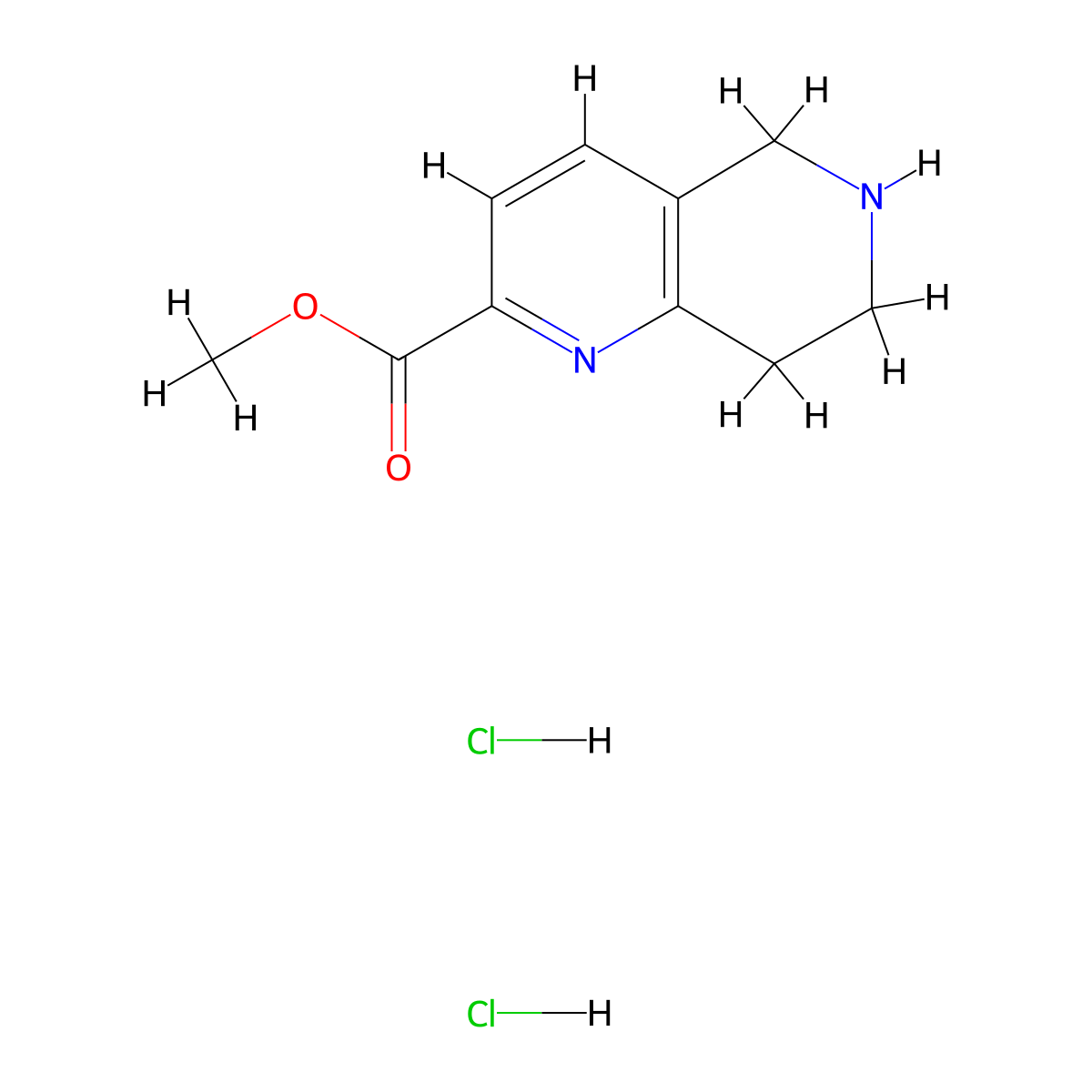 Methyl 5,6,7,8-tetrahydro-1,6-naphthyridine-2-carboxylate dihydrochloride molecular structure, CAS 3028192-68-6