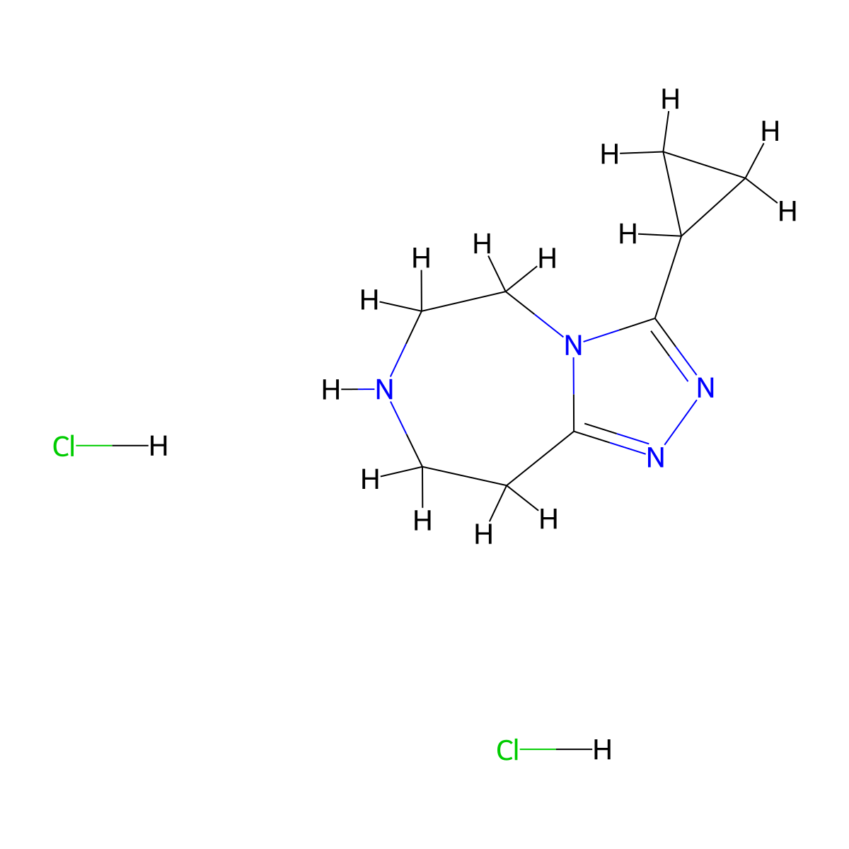 3-cyclopropyl-5H,6H,7H,8H,9H-[1,2,4]triazolo[4,3-d][1,4]diazepine dihydrochloride molecular structure, CAS 3028192-70-0