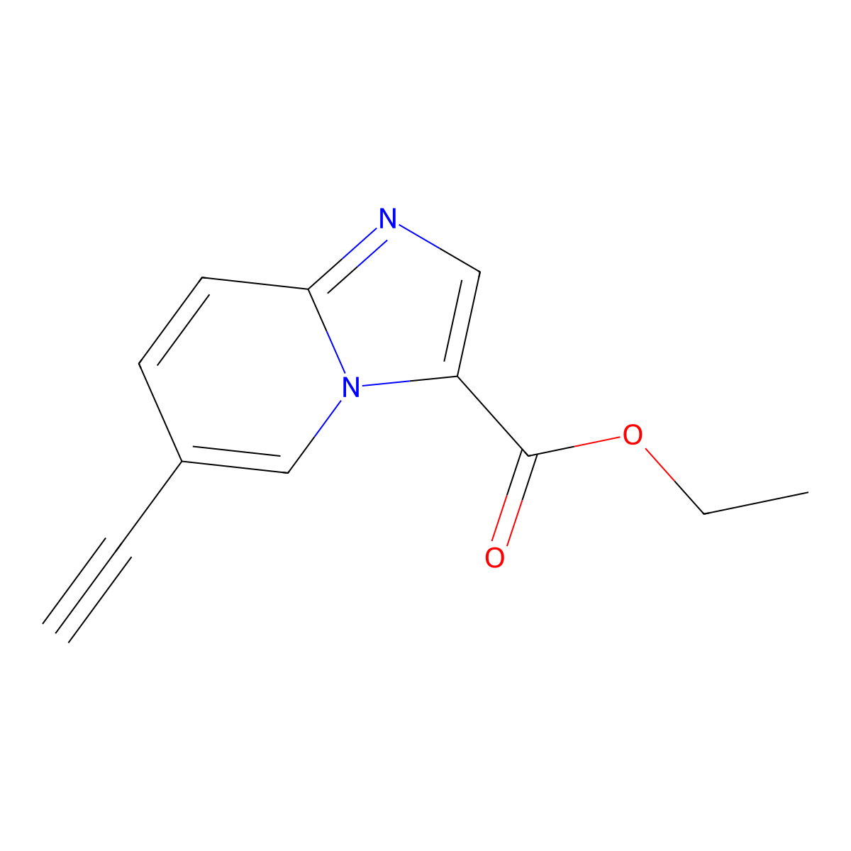 Ethyl 6-ethynylimidazo[1,2-a]pyridine-3-carboxylate molecular structure, CAS 3028192-71-1