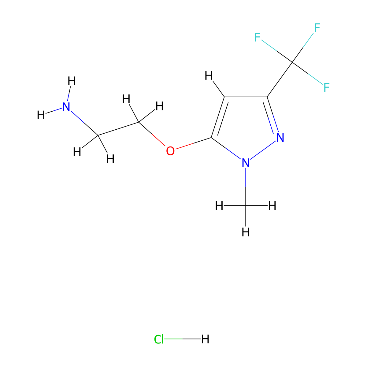 2-{[1-methyl-3-(trifluoromethyl)-1H-pyrazol-5-yl]oxy}ethan-1-amine hydrochloride molecular structure, CAS 3028192-73-3
