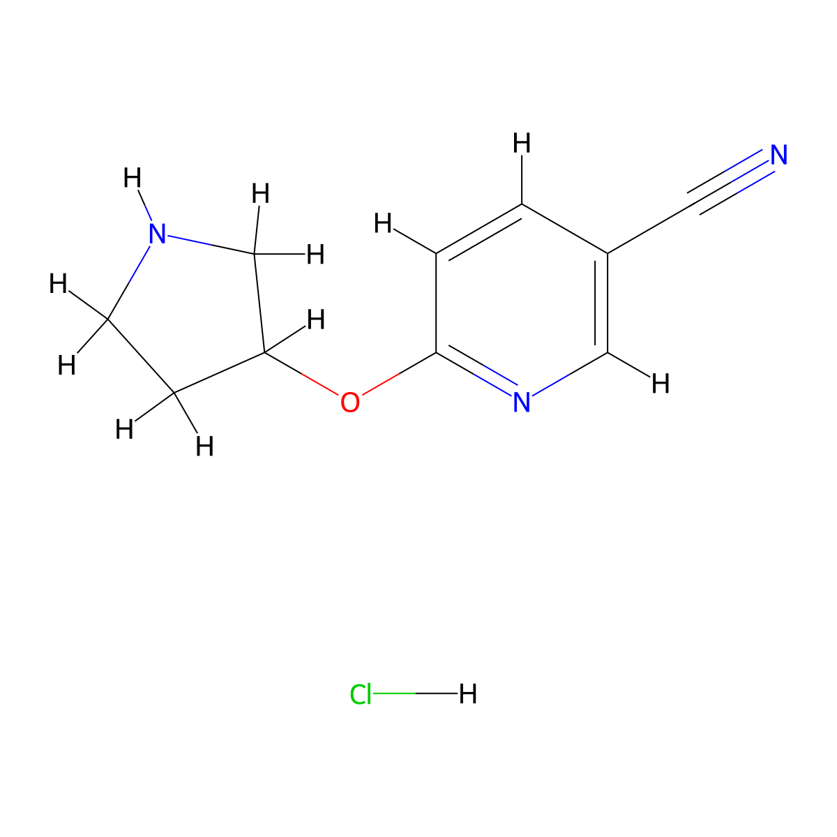 6-(Pyrrolidin-3-yloxy)pyridine-3-carbonitrile hydrochloride molecular structure, CAS 3028192-74-4