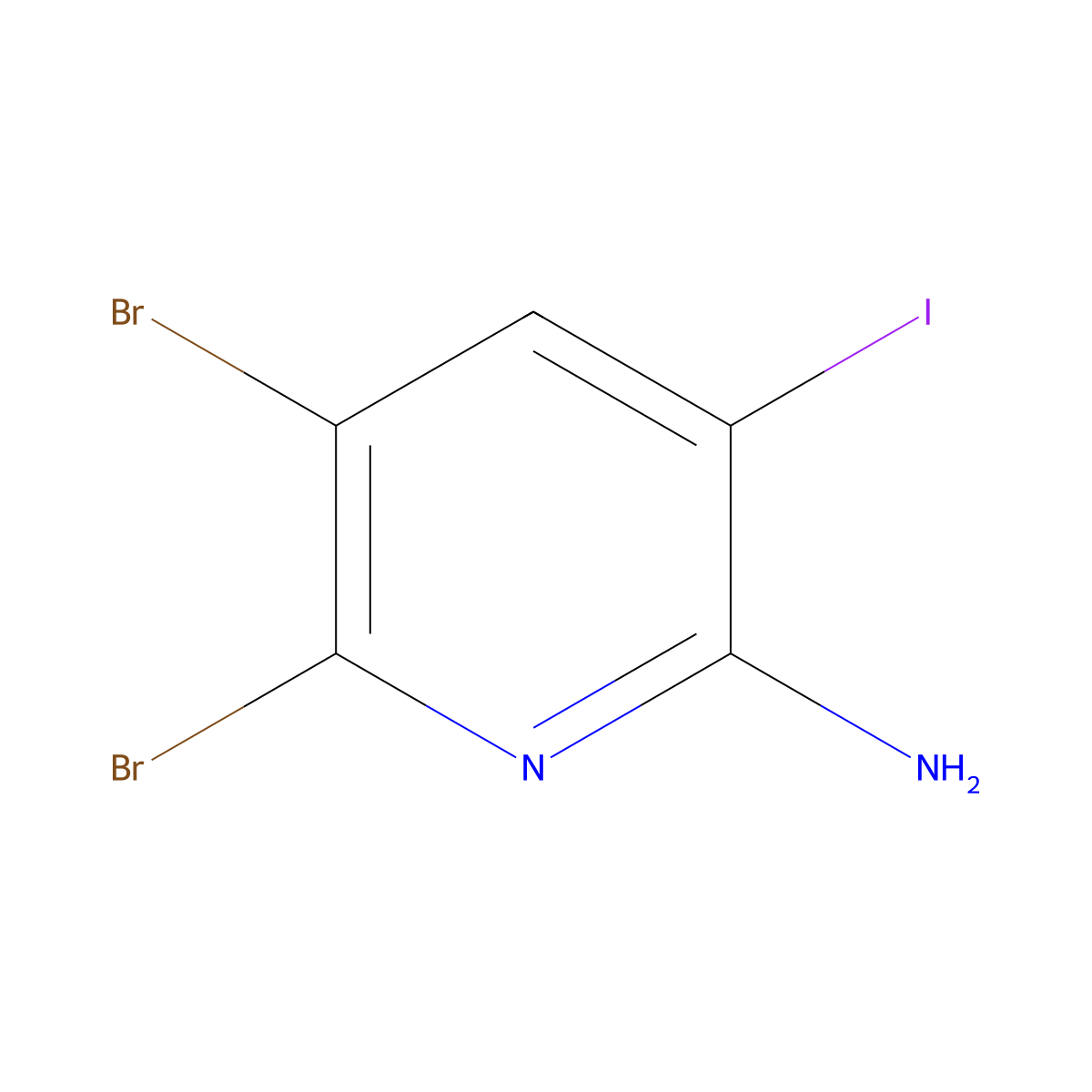 5,6-Dibromo-3-iodopyridin-2-amine molecular structure, CAS 3028192-80-2
