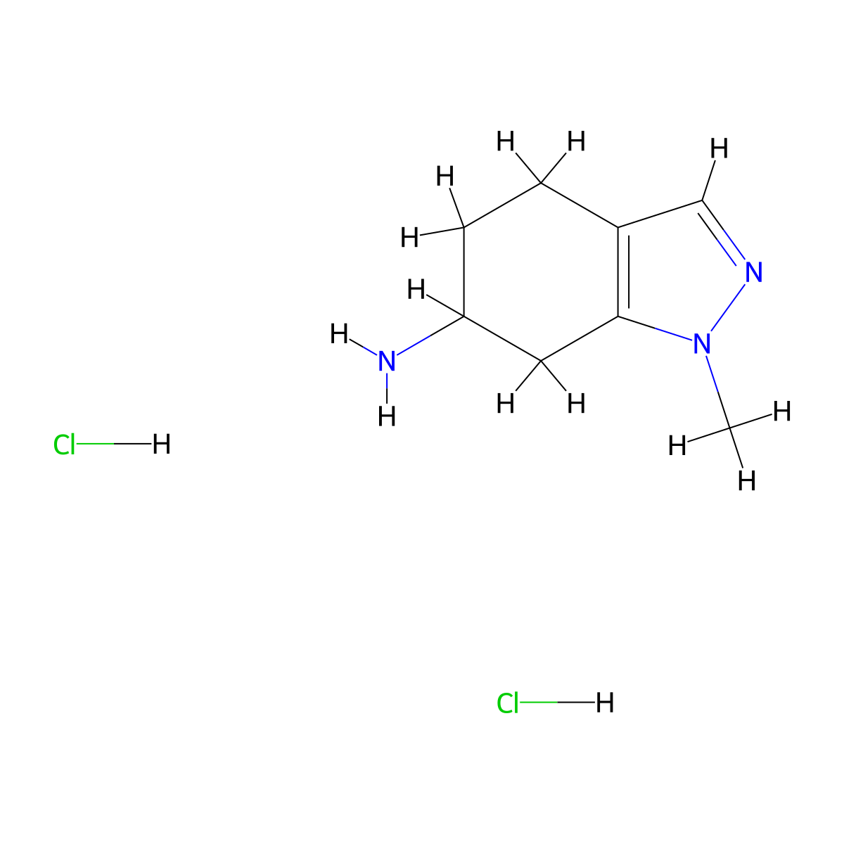 1-Methyl-4,5,6,7-tetrahydro-1H-indazol-6-amine dihydrochloride molecular structure, CAS 3028192-82-4