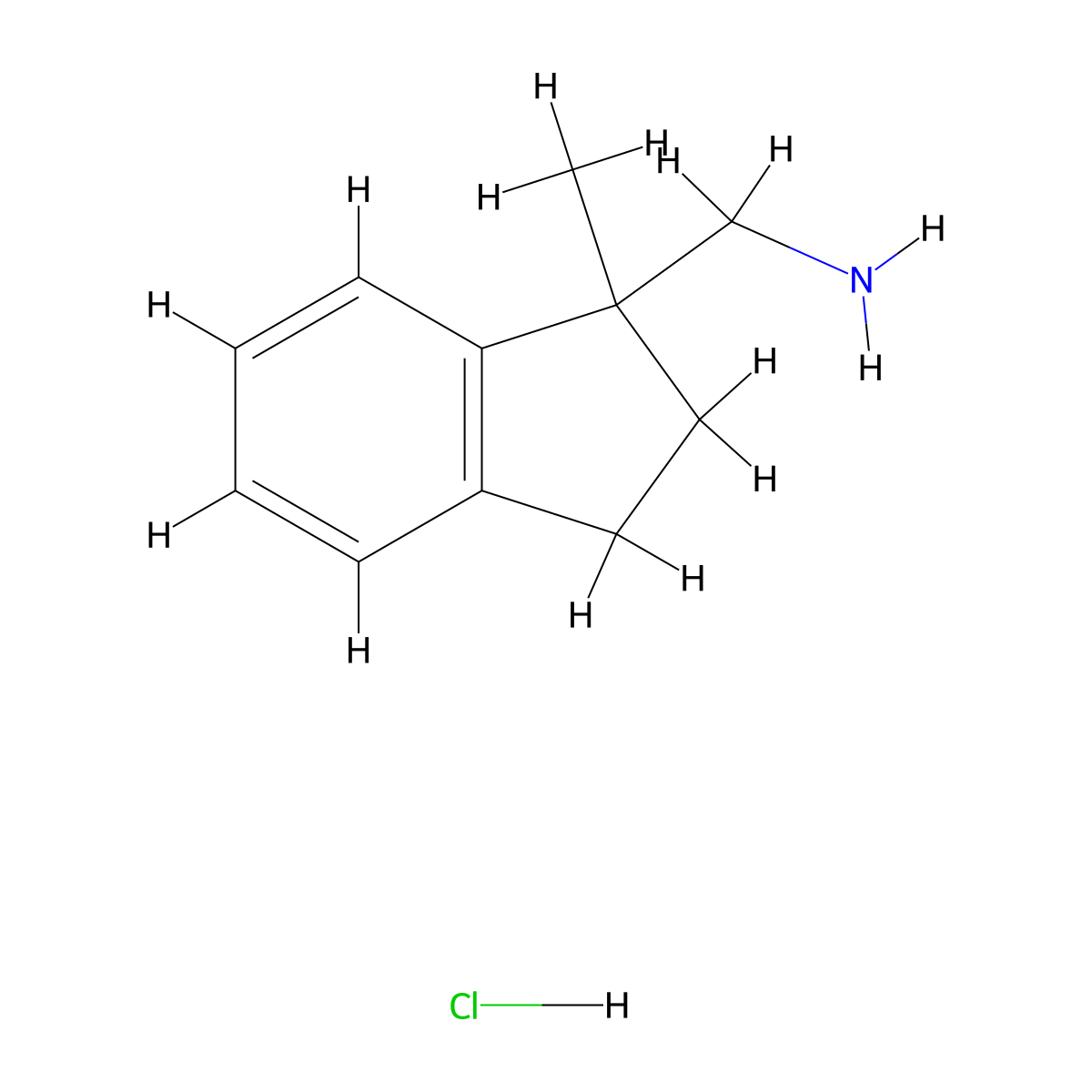 1-(1-methyl-2,3-dihydro-1H-inden-1-yl)methanamine hydrochloride molecular structure, CAS 3028192-84-6