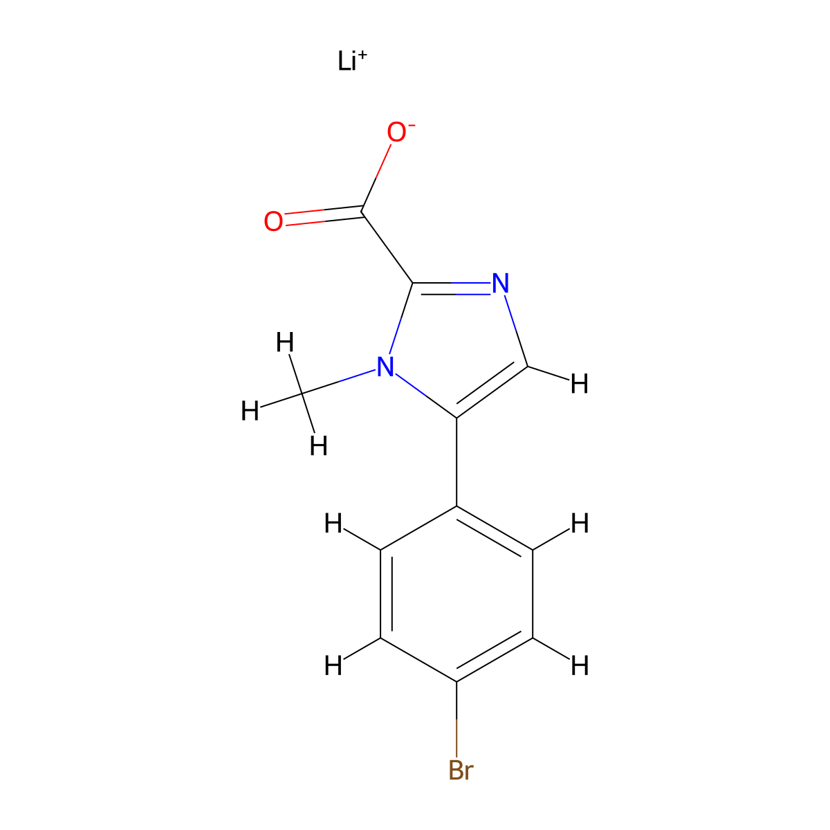 lithium(1+) 5-(4-bromophenyl)-1-methyl-1H-imidazole-2-carboxylate molecular structure, CAS 3028192-88-0