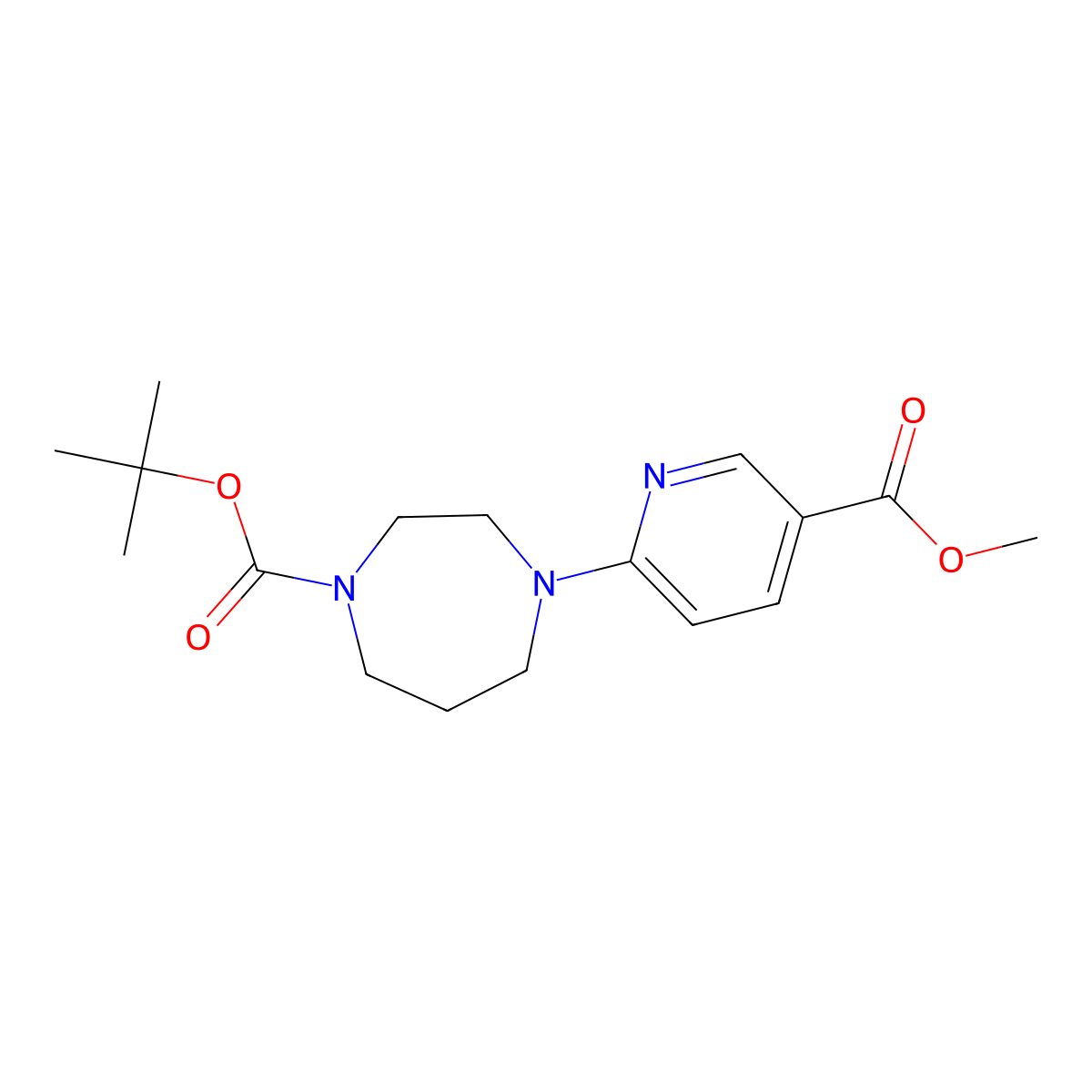 Tert-butyl 4-[5-(methoxycarbonyl)pyridin-2-yl]-1,4-diazepane-1-carboxylate molecular structure, CAS 3028193-01-0
