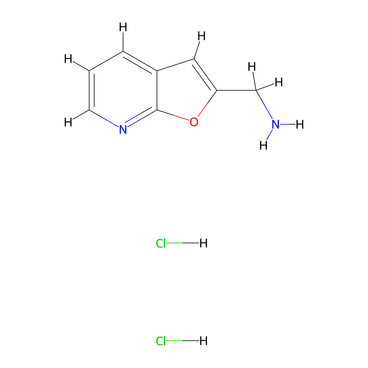 1-{Furo[2,3-b]pyridin-2-yl}methanamine dihydrochloride molecular structure, CAS 3028193-02-1
