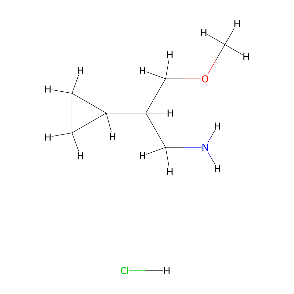 2-Cyclopropyl-3-methoxypropan-1-amine hydrochloride molecular structure, CAS 3028193-09-8