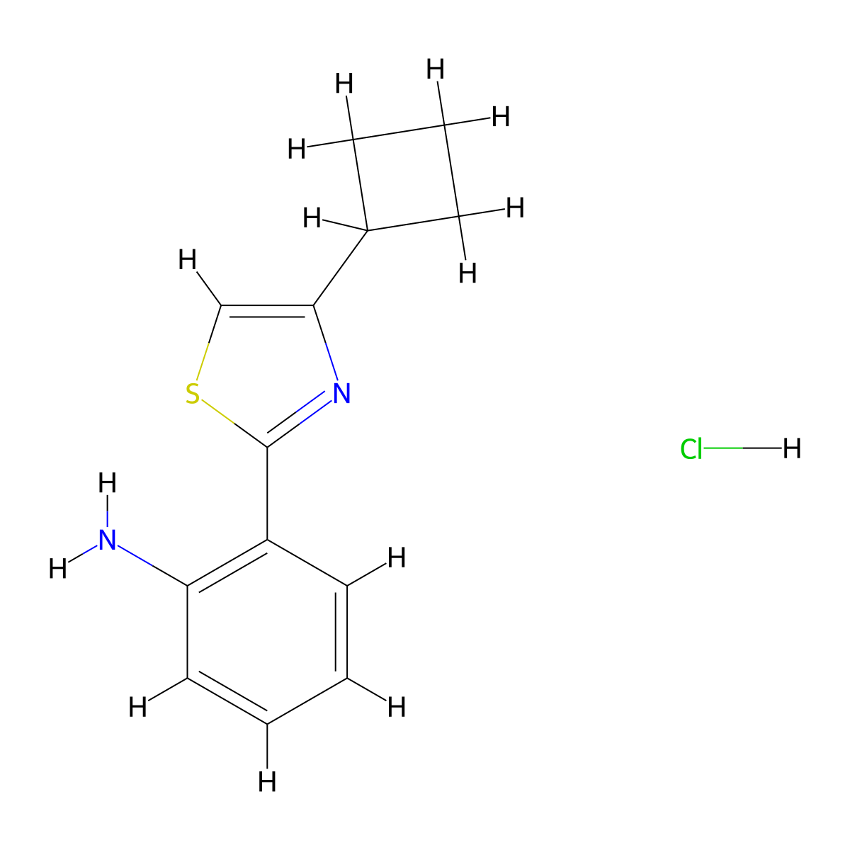 2-(4-Cyclobutyl-1,3-thiazol-2-yl)aniline hydrochloride molecular structure, CAS 3028193-10-1