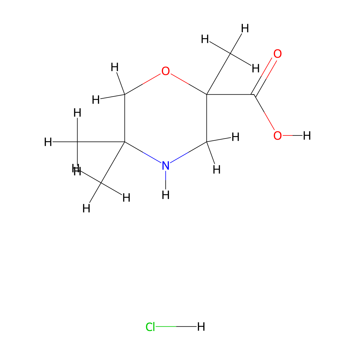 2,5,5-Trimethylmorpholine-2-carboxylic acid hydrochloride molecular structure, CAS 3028193-12-3
