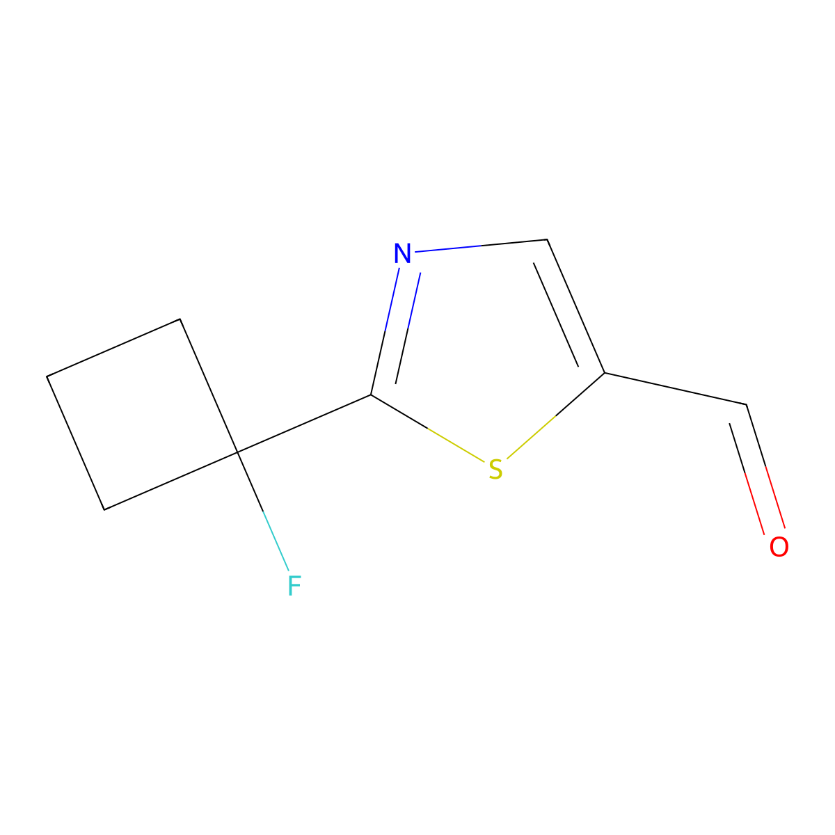 2-(1-Fluorocyclobutyl)-1,3-thiazole-5-carbaldehyde molecular structure, CAS 3028193-14-5