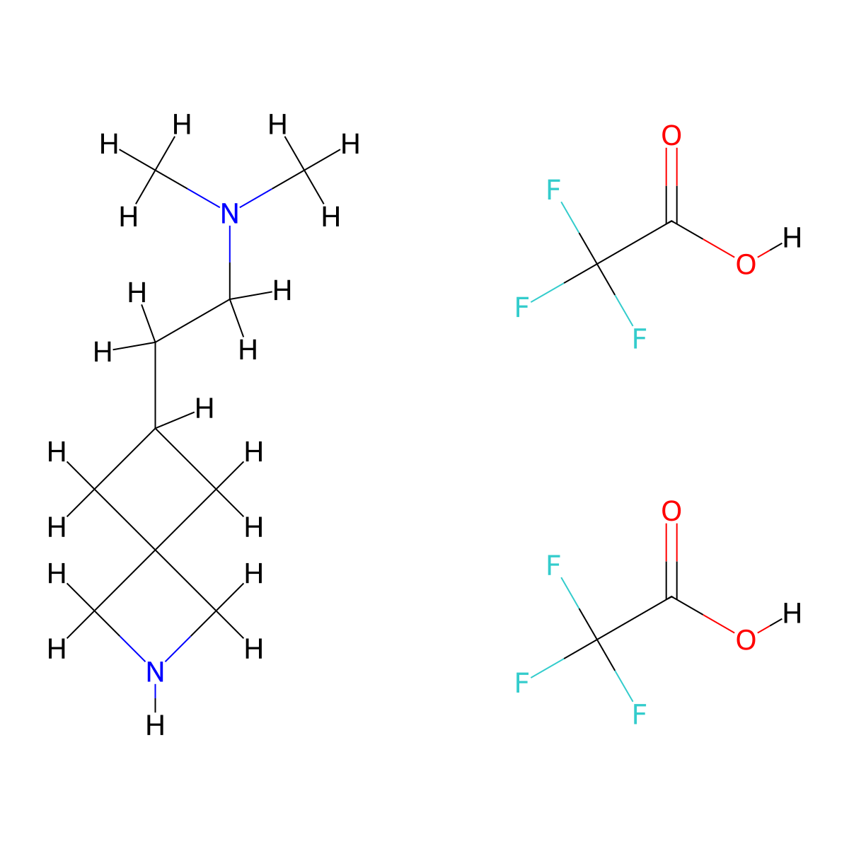 (2-{2-Azaspiro[3.3]heptan-6-yl}ethyl)dimethylamine, bis(trifluoroacetic acid) molecular structure, CAS 3028193-20-3