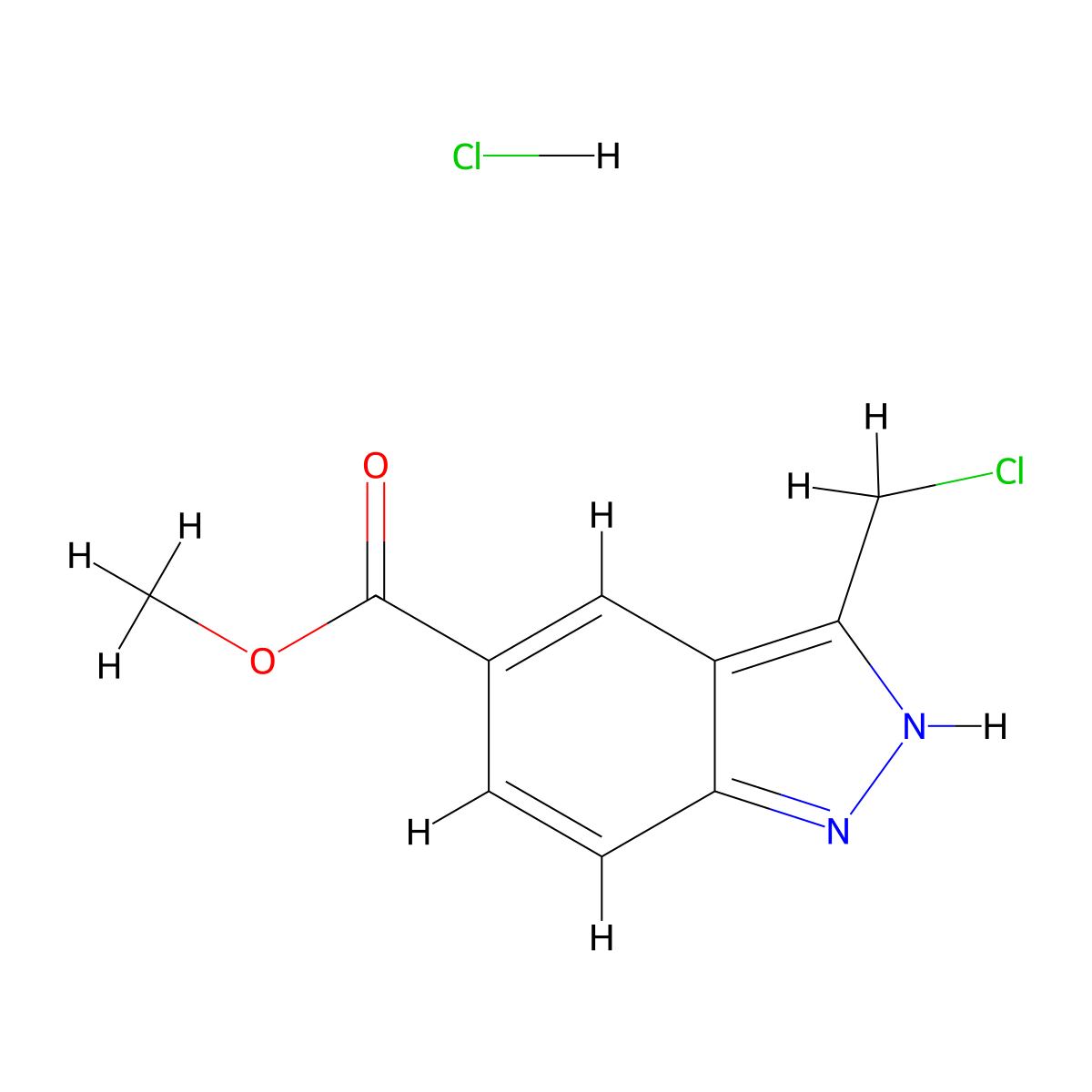 methyl 3-(chloromethyl)-2H-indazole-5-carboxylate;hydrochloride molecular structure, CAS 3028193-22-5