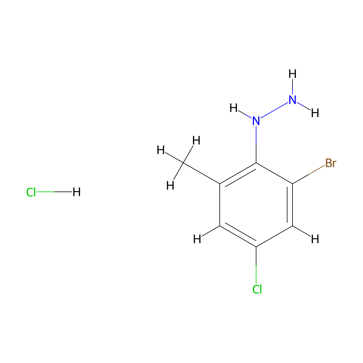 (2-Bromo-4-chloro-6-methylphenyl)hydrazine hydrochloride molecular structure, CAS 3028193-33-8