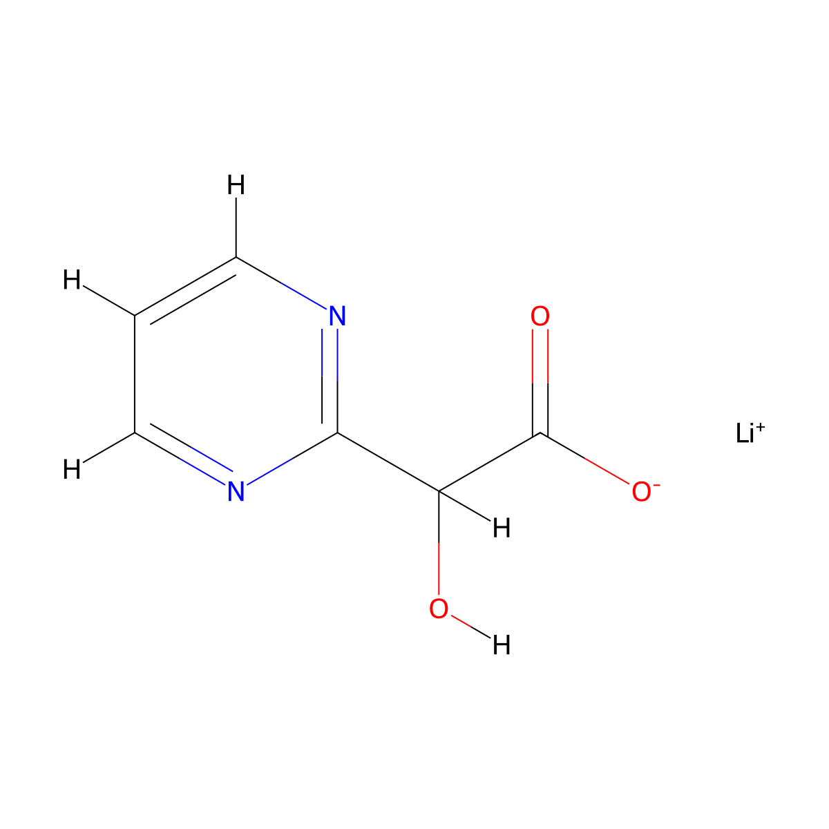 Lithium(1+) 2-hydroxy-2-(pyrimidin-2-yl)acetate molecular structure, CAS 3028193-37-2