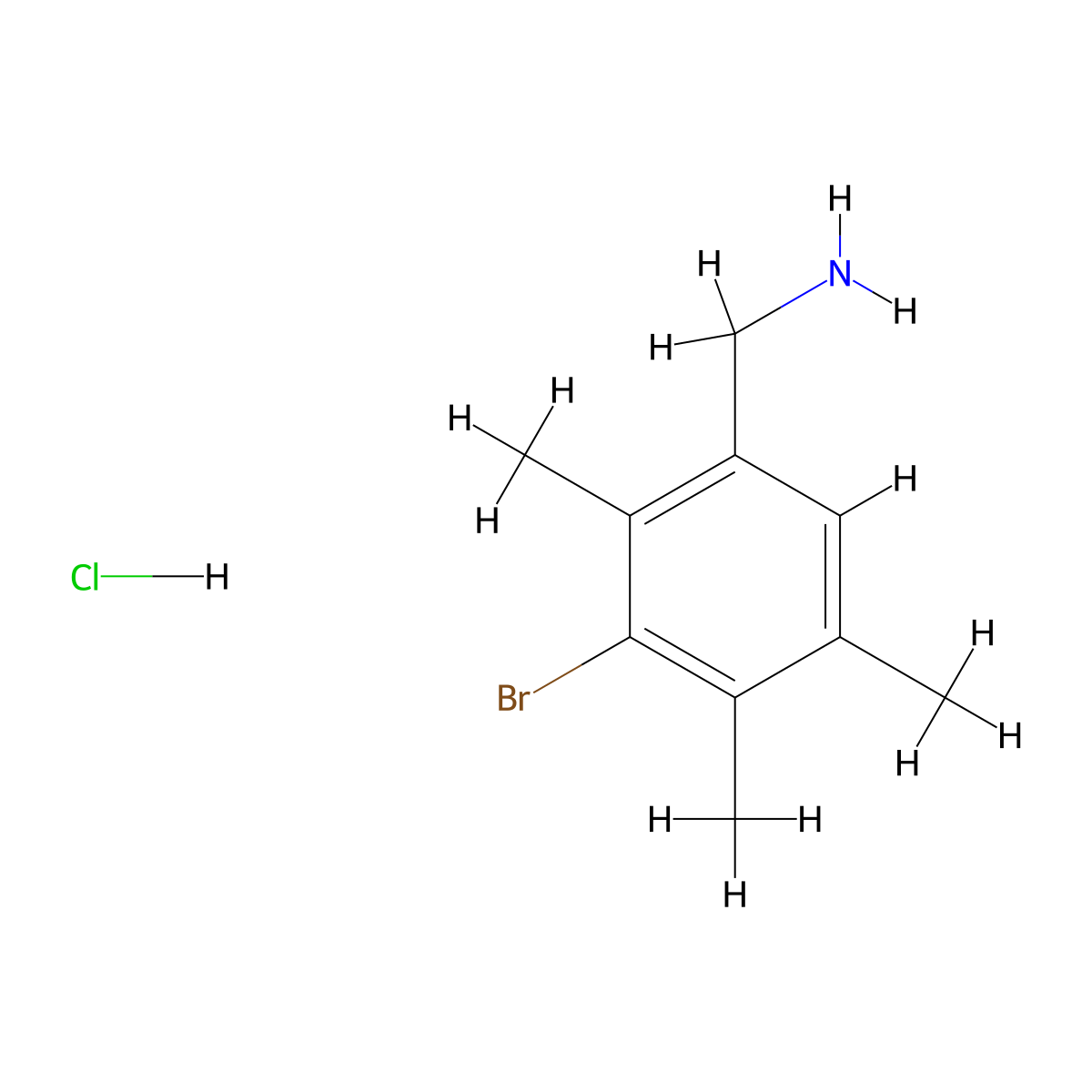 1-(3-Bromo-2,4,5-trimethylphenyl)methanamine hydrochloride molecular structure, CAS 3028193-46-3