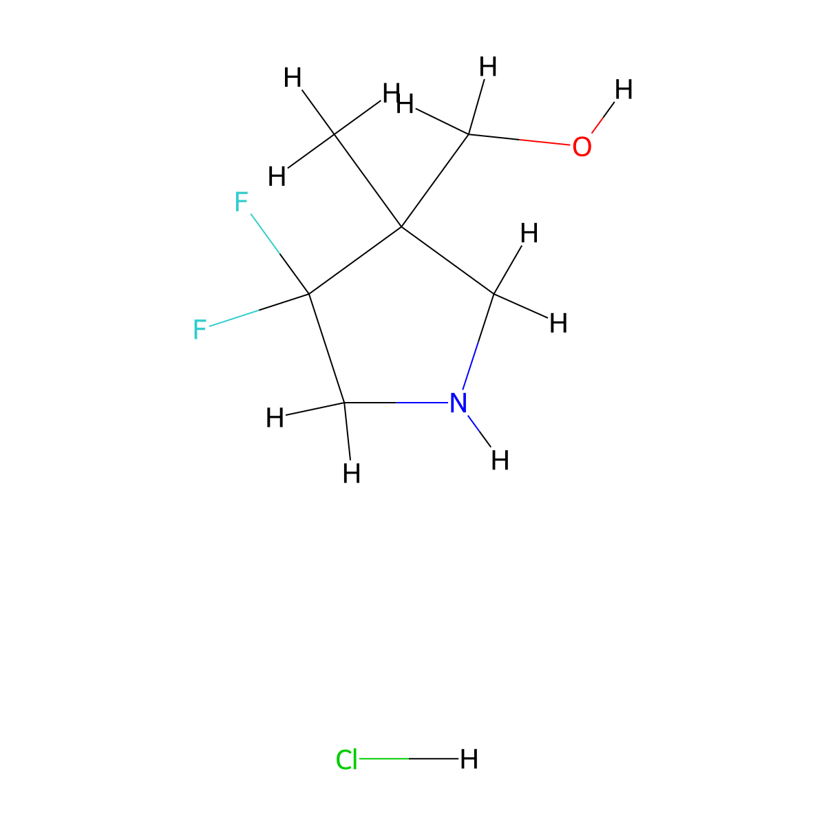 (4,4-Difluoro-3-methylpyrrolidin-3-yl)methanol;hydrochloride molecular structure, CAS 3028193-56-5