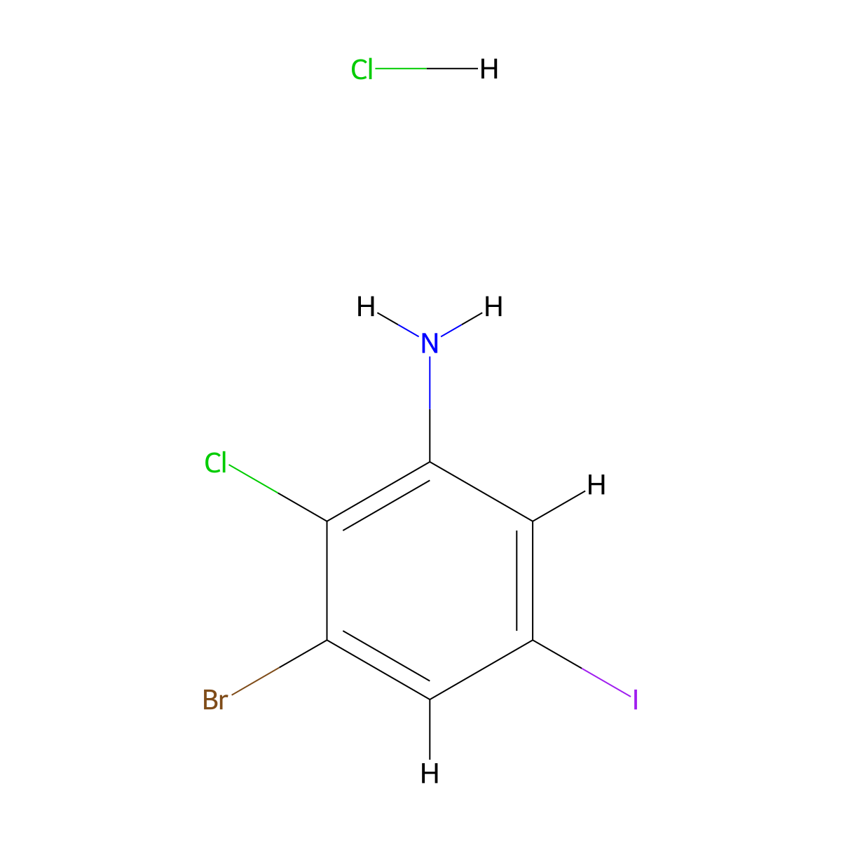 3-Bromo-2-chloro-5-iodoaniline hydrochloride molecular structure, CAS 3028193-60-1