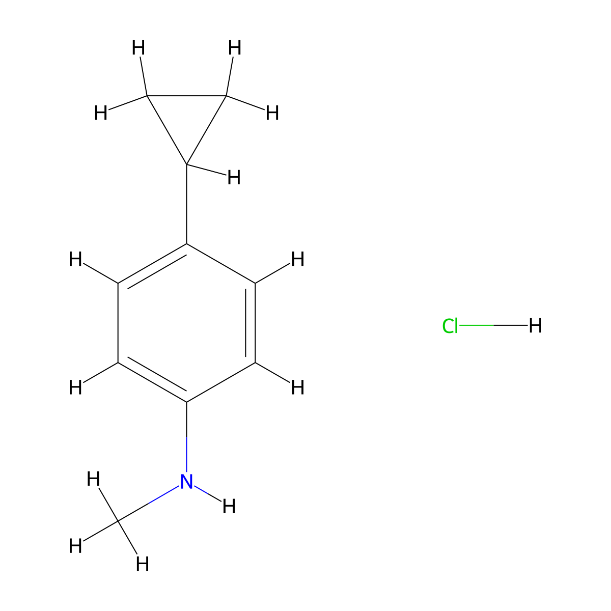 4-cyclopropyl-N-methylaniline hydrochloride molecular structure, CAS 3028193-70-3