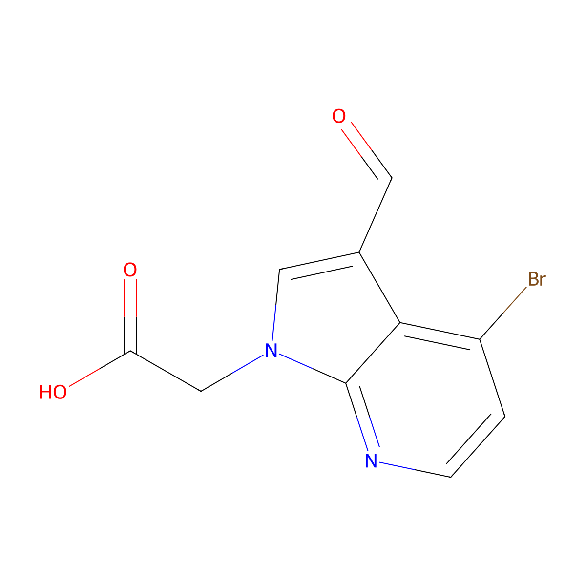 2-(4-Bromo-3-formylpyrrolo[2,3-b]pyridin-1-yl)acetic acid molecular structure, CAS 3028193-78-1
