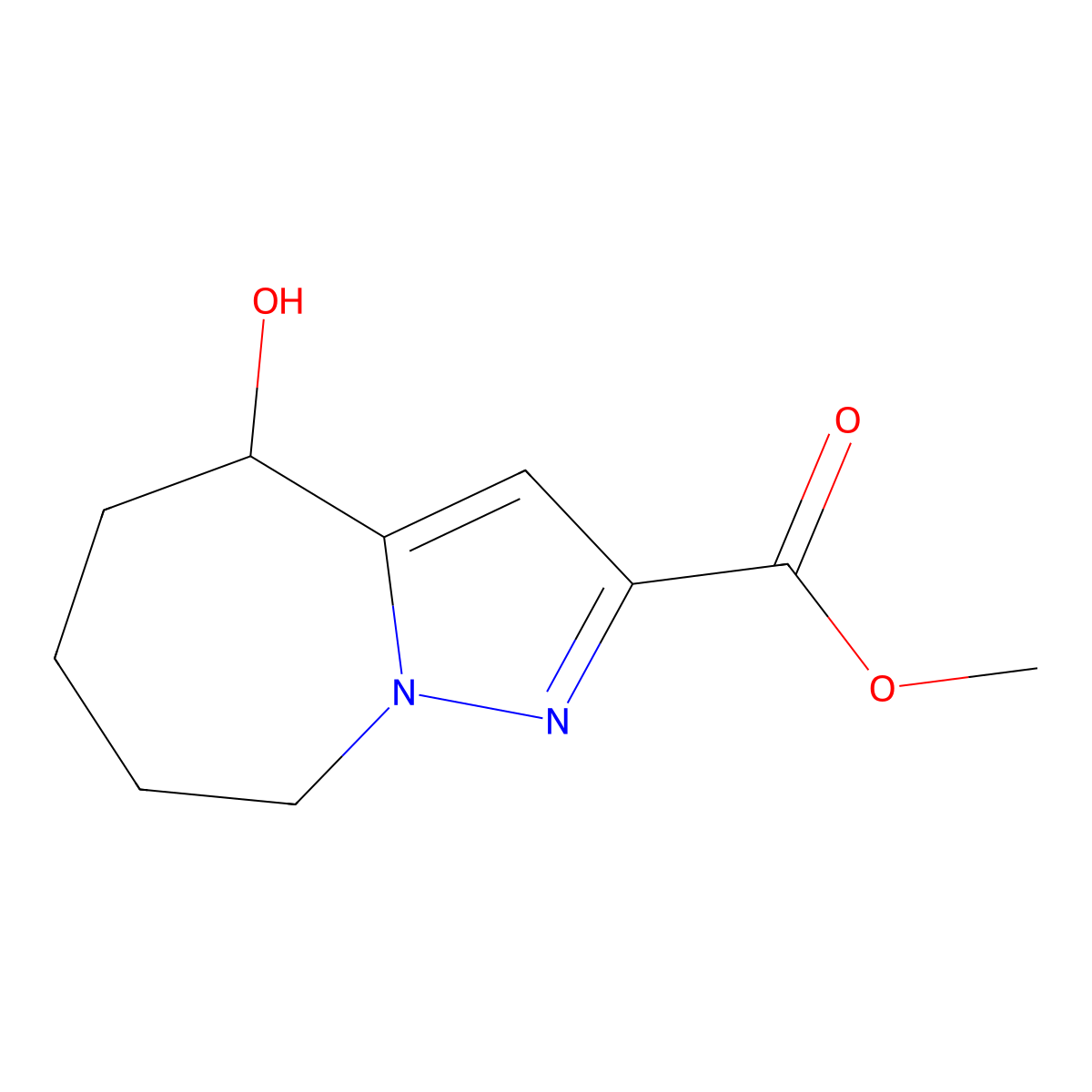 methyl 4-hydroxy-4H,5H,6H,7H,8H-pyrazolo[1,5-a]azepine-2-carboxylate molecular structure, CAS 3028193-87-2
