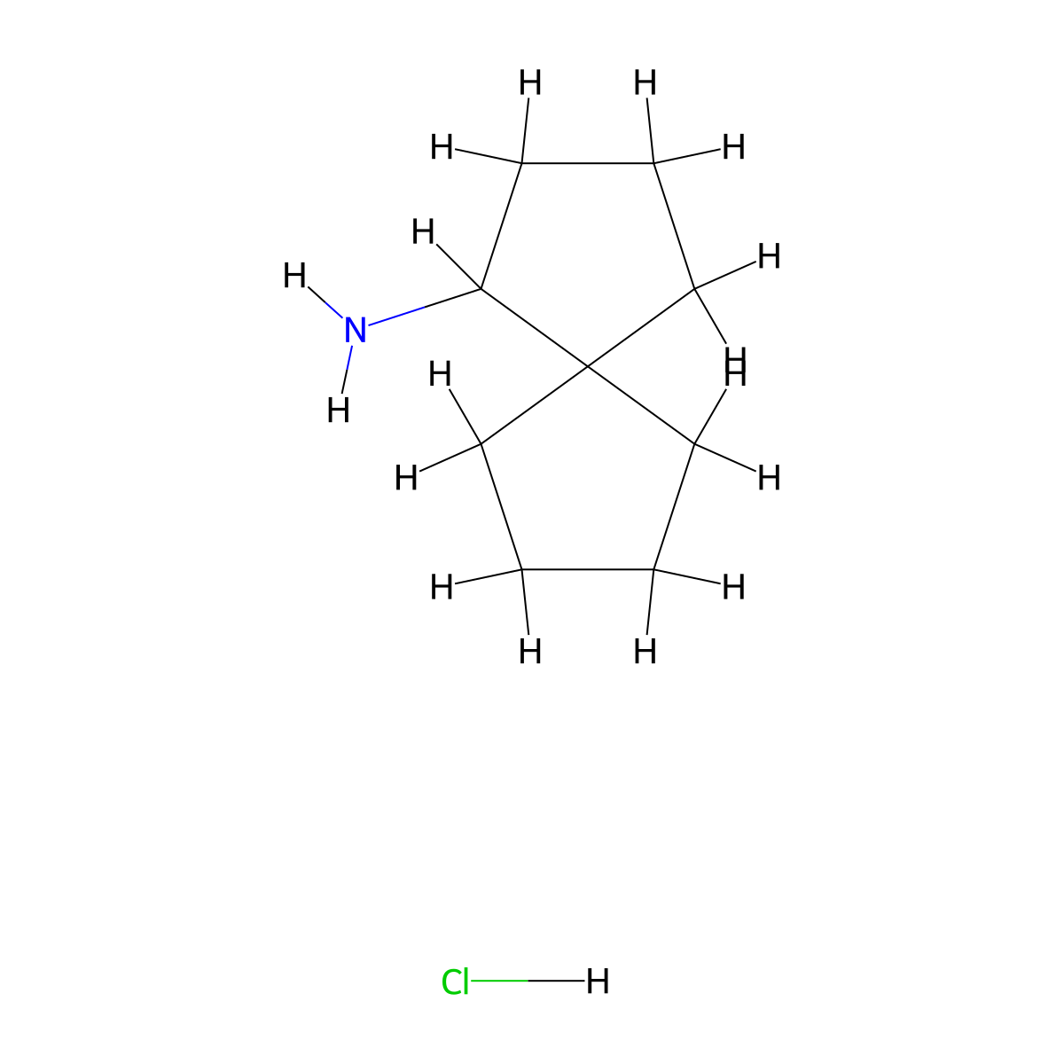 Spiro[4.4]nonan-1-amine hydrochloride molecular structure, CAS 3028193-91-8
