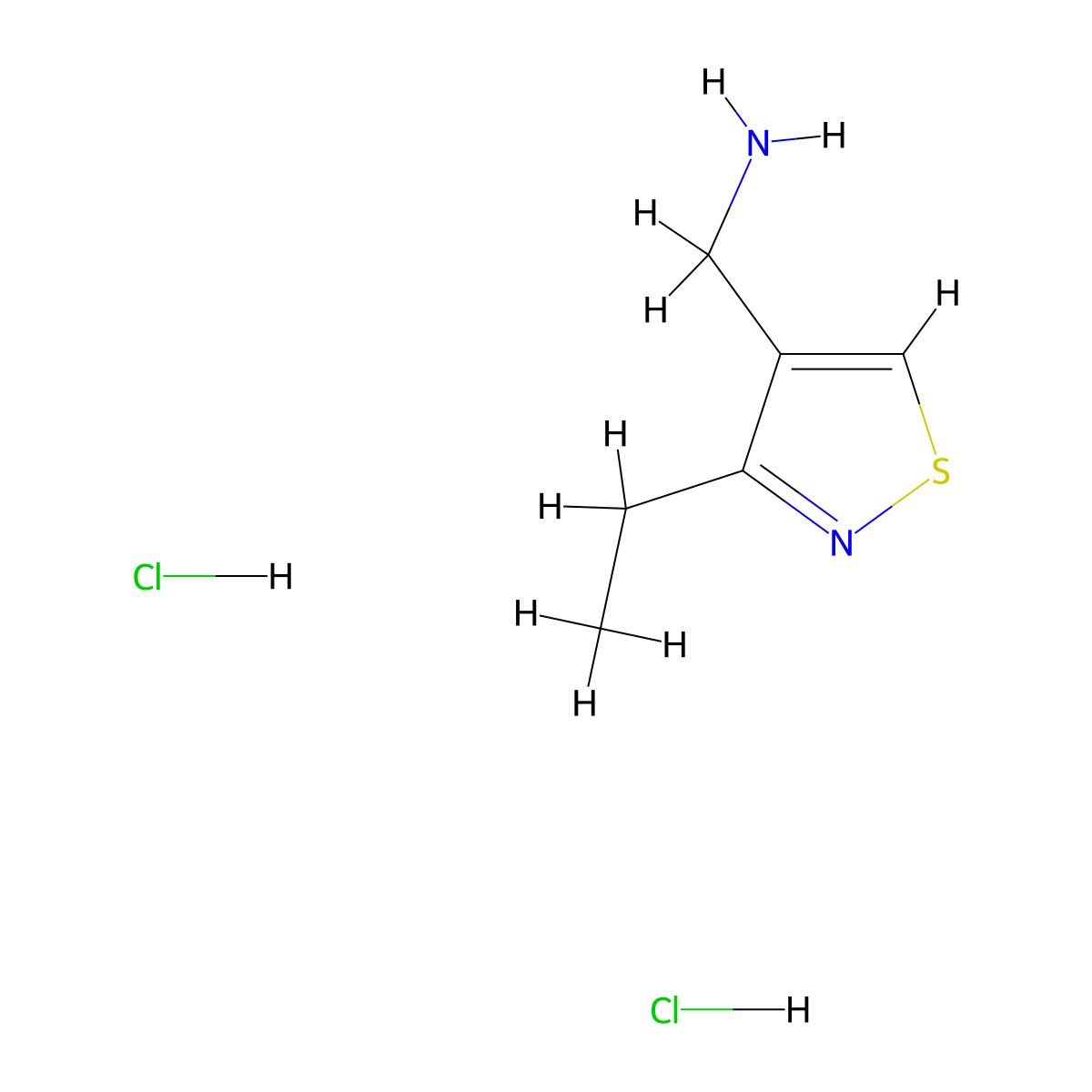 1-(3-Ethyl-1,2-thiazol-4-yl)methanamine dihydrochloride molecular structure, CAS 3028193-96-3