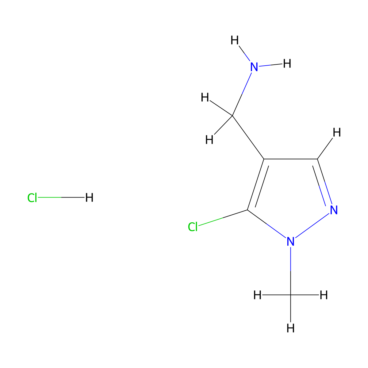 1-(5-chloro-1-methyl-1H-pyrazol-4-yl)methanamine hydrochloride molecular structure, CAS 3028193-97-4