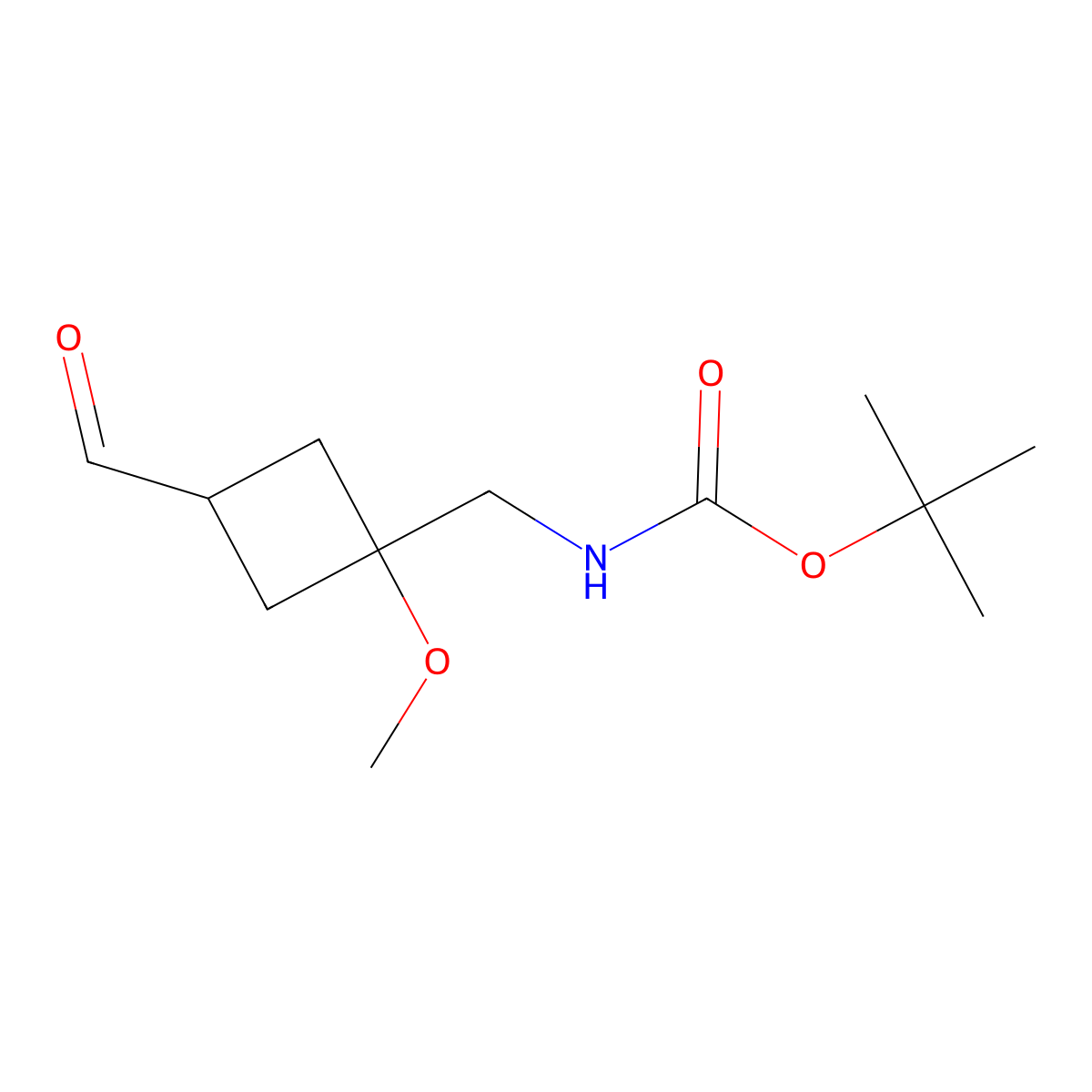 tert-butyl N-[(3-formyl-1-methoxycyclobutyl)methyl]carbamate molecular structure, CAS 3028194-01-3
