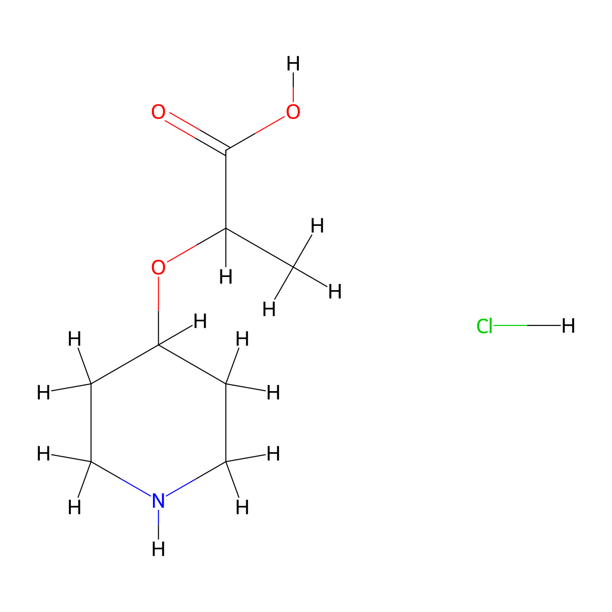 2-(Piperidin-4-yloxy)propanoic acid hydrochloride molecular structure, CAS 3028194-06-8