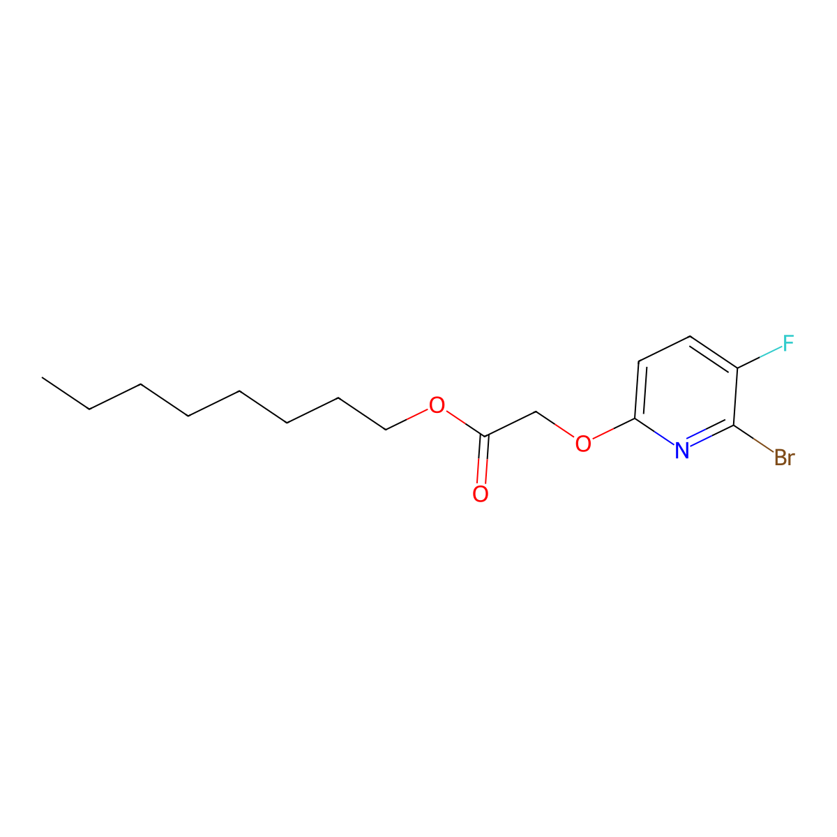 Octyl 2-[(6-bromo-5-fluoropyridin-2-yl)oxy]acetate molecular structure, CAS 3028194-10-4