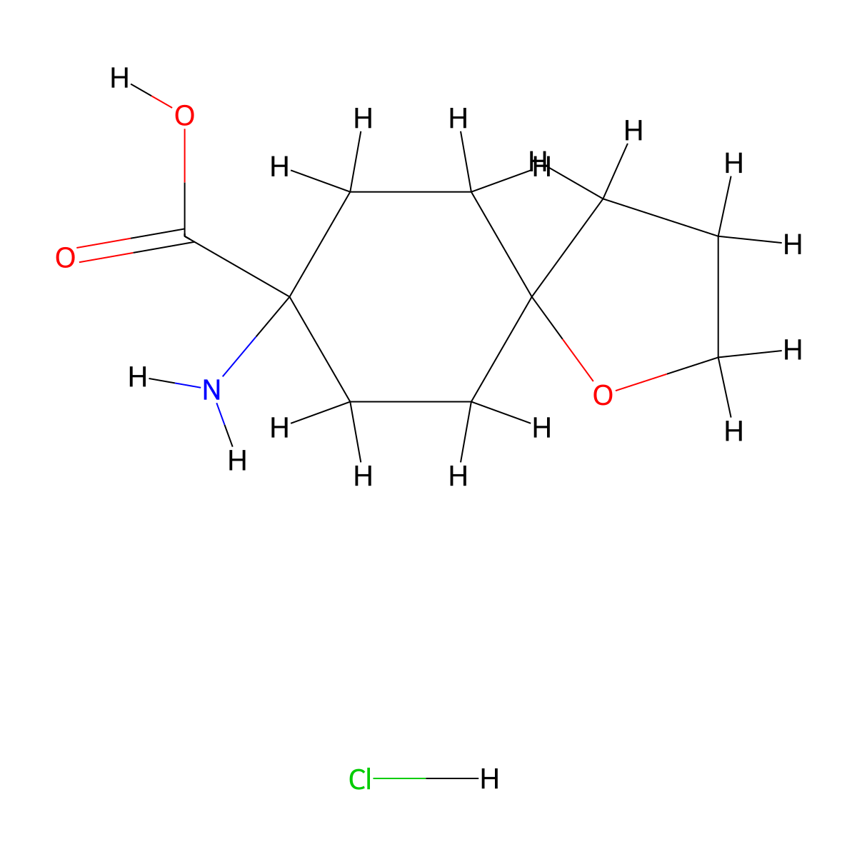 8-Amino-1-oxaspiro[4.5]decane-8-carboxylic acid hydrochloride molecular structure, CAS 3028194-16-0