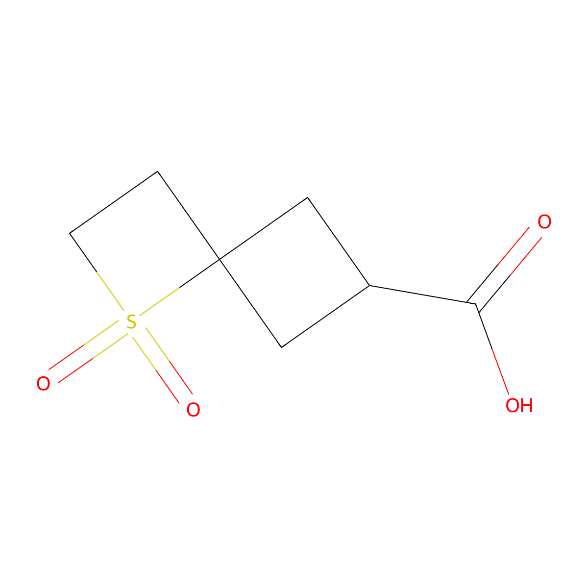 1,1-Dioxo-1-thiaspiro[3.3]heptane-6-carboxylic acid molecular structure, CAS 3028196-47-3