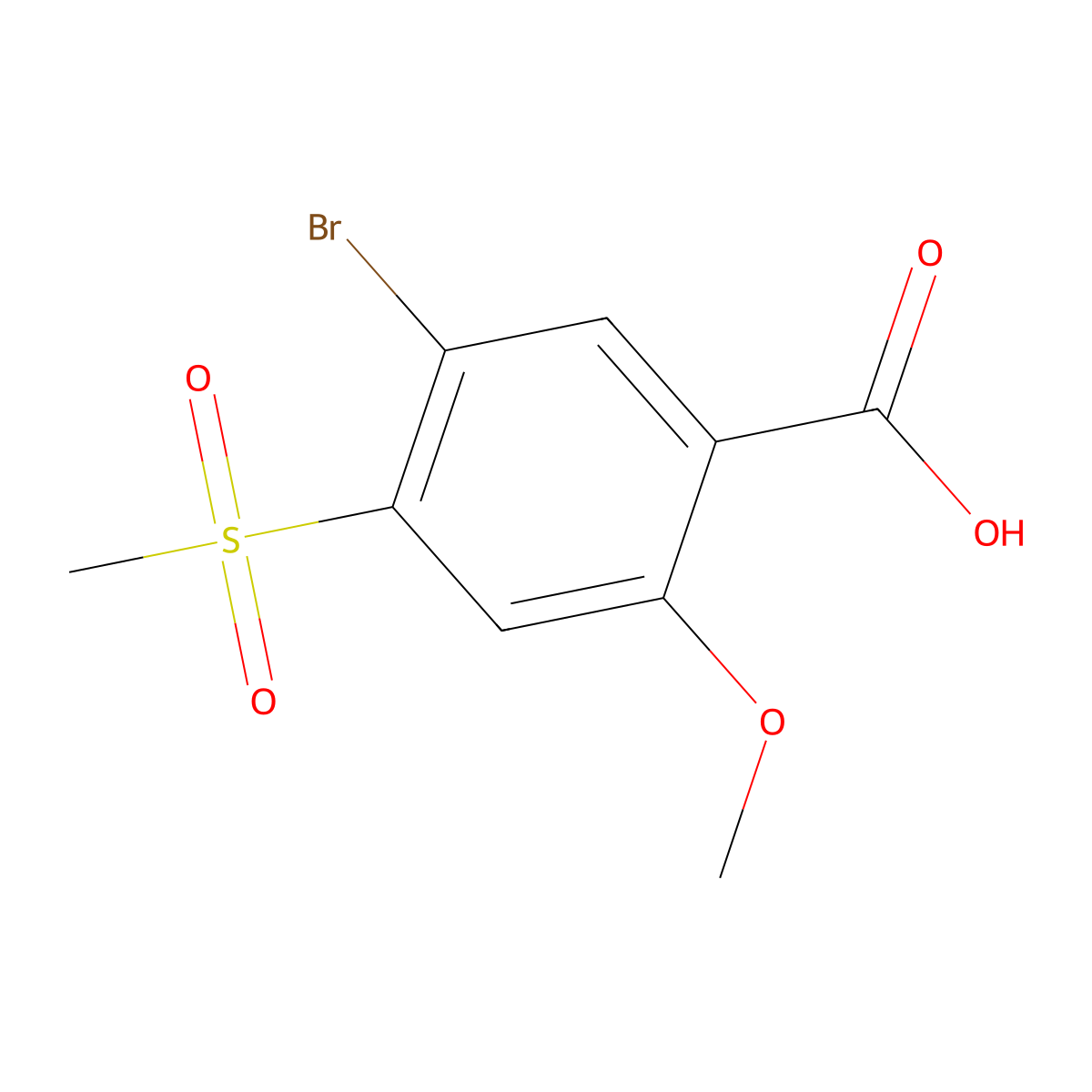5-Bromo-4-methanesulfonyl-2-methoxybenzoic acid molecular structure, CAS 3028197-13-6