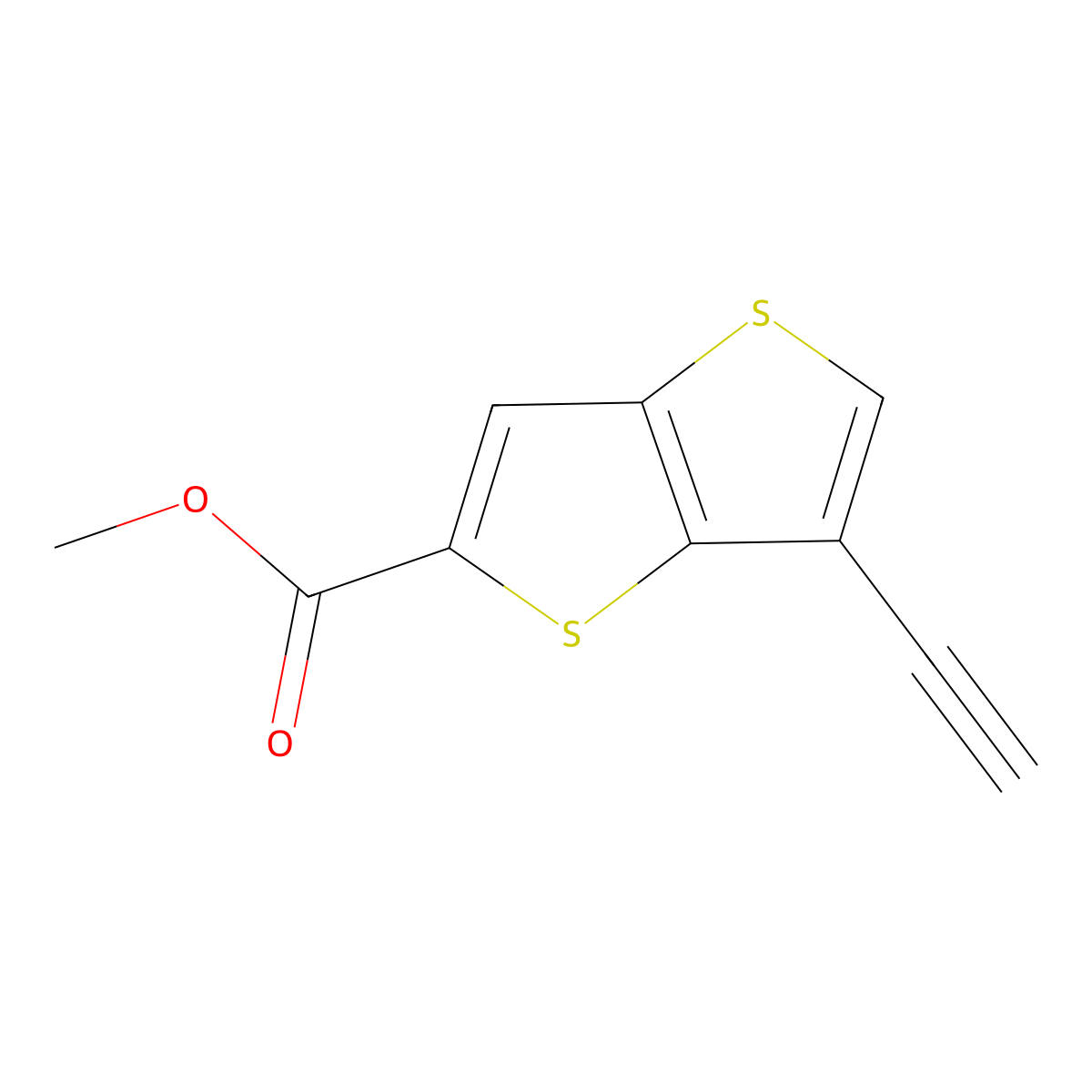 Methyl 3-ethynylthieno[3,2-b]thiophene-5-carboxylate molecular structure, CAS 3028197-77-2