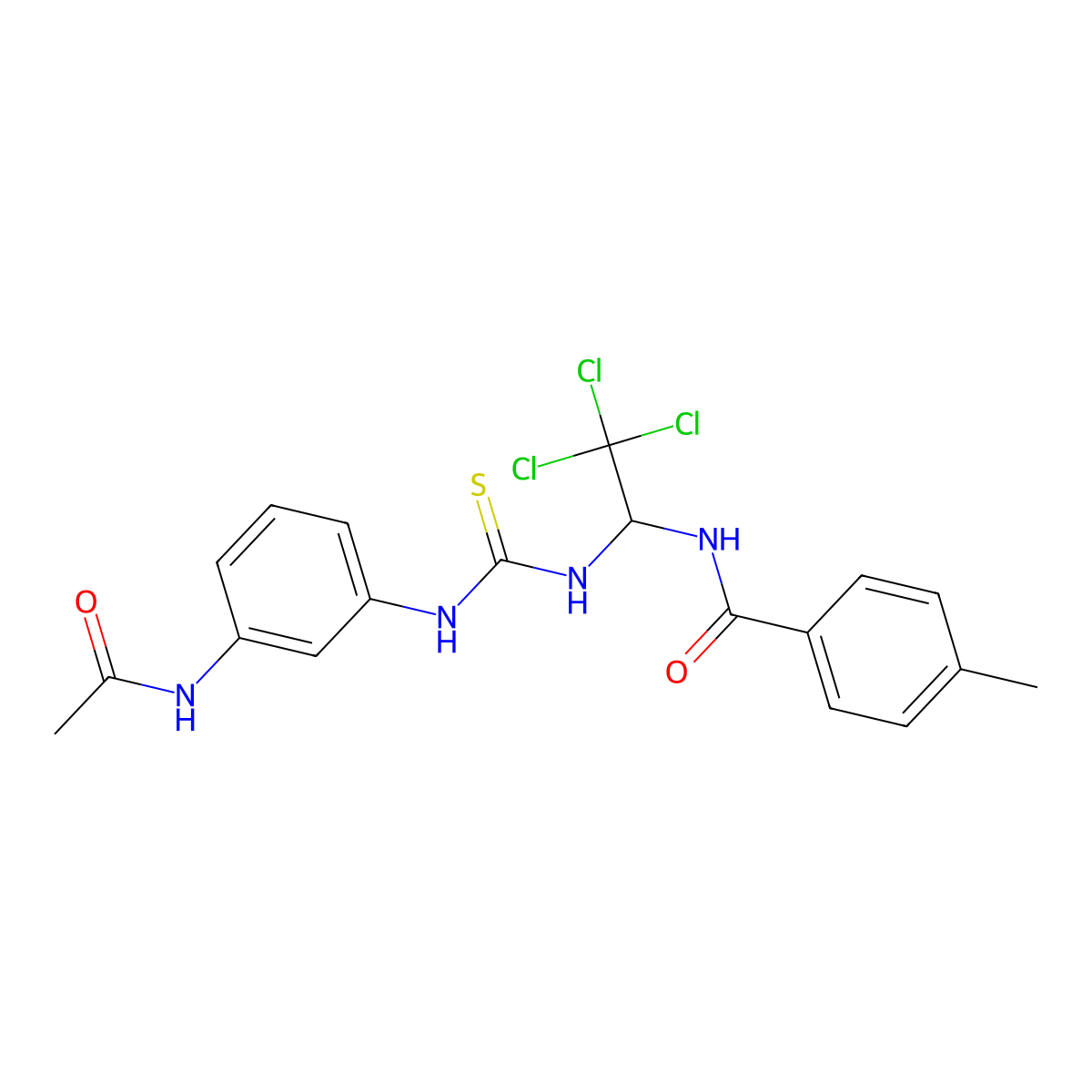 N-[1-[(3-acetamidophenyl)carbamothioylamino]-2,2,2-trichloroethyl]-4-methylbenzamide molecular structure, CAS 302820-04-8