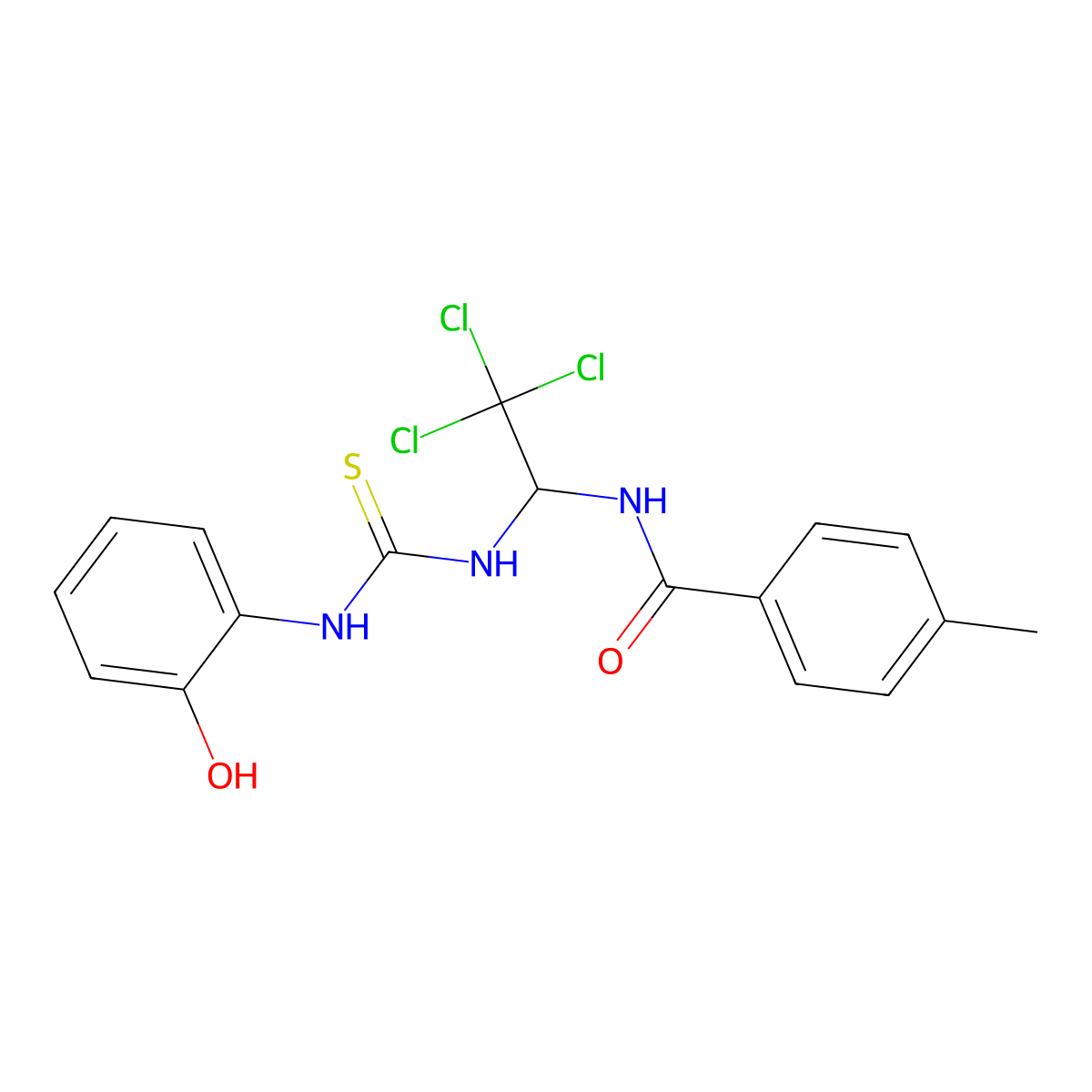 4-methyl-N-[2,2,2-trichloro-1-[(2-hydroxyphenyl)carbamothioylamino]ethyl]benzamide molecular structure, CAS 302820-06-0